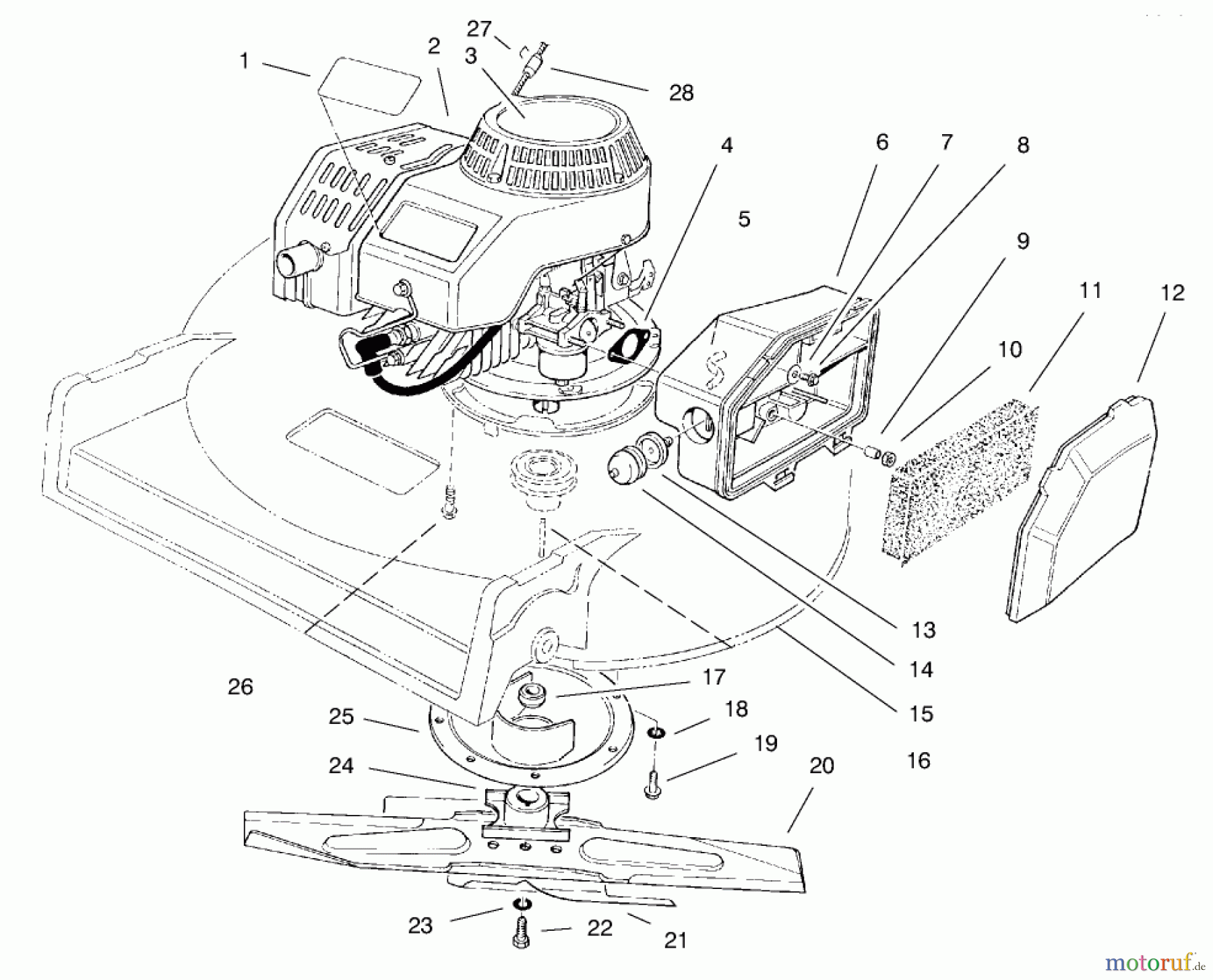  Toro Neu Mowers, Walk-Behind Seite 2 22040 - Toro Lawnmower, 1997 (7900001-7999999) ENGINE ASSEMBLY