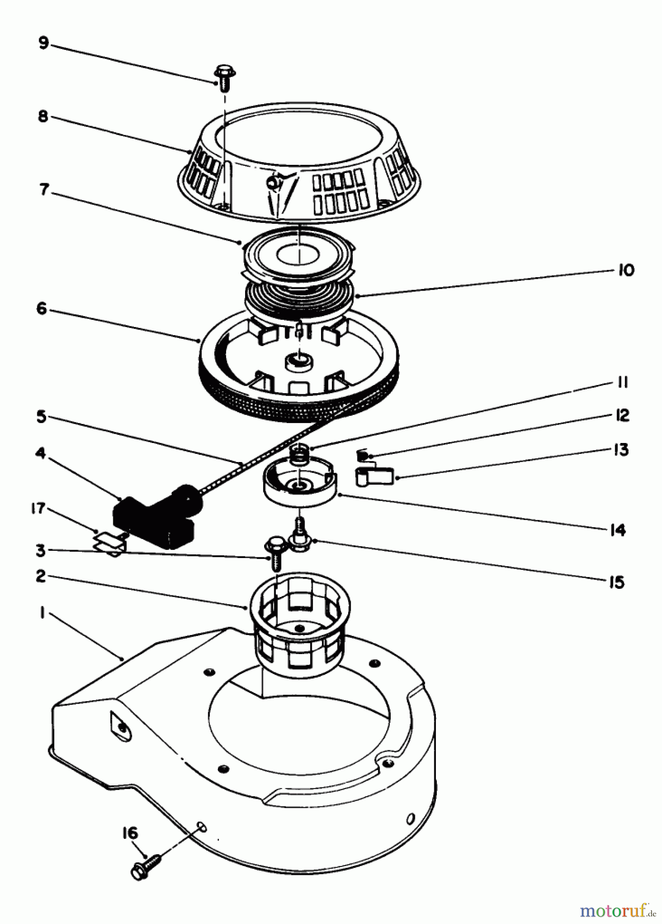  Toro Neu Mowers, Walk-Behind Seite 2 22580 - Toro Lawnmower, 1991 (1000001-1999999) RECOIL ASSEMBLY (MODEL NO. 47PL0-3)