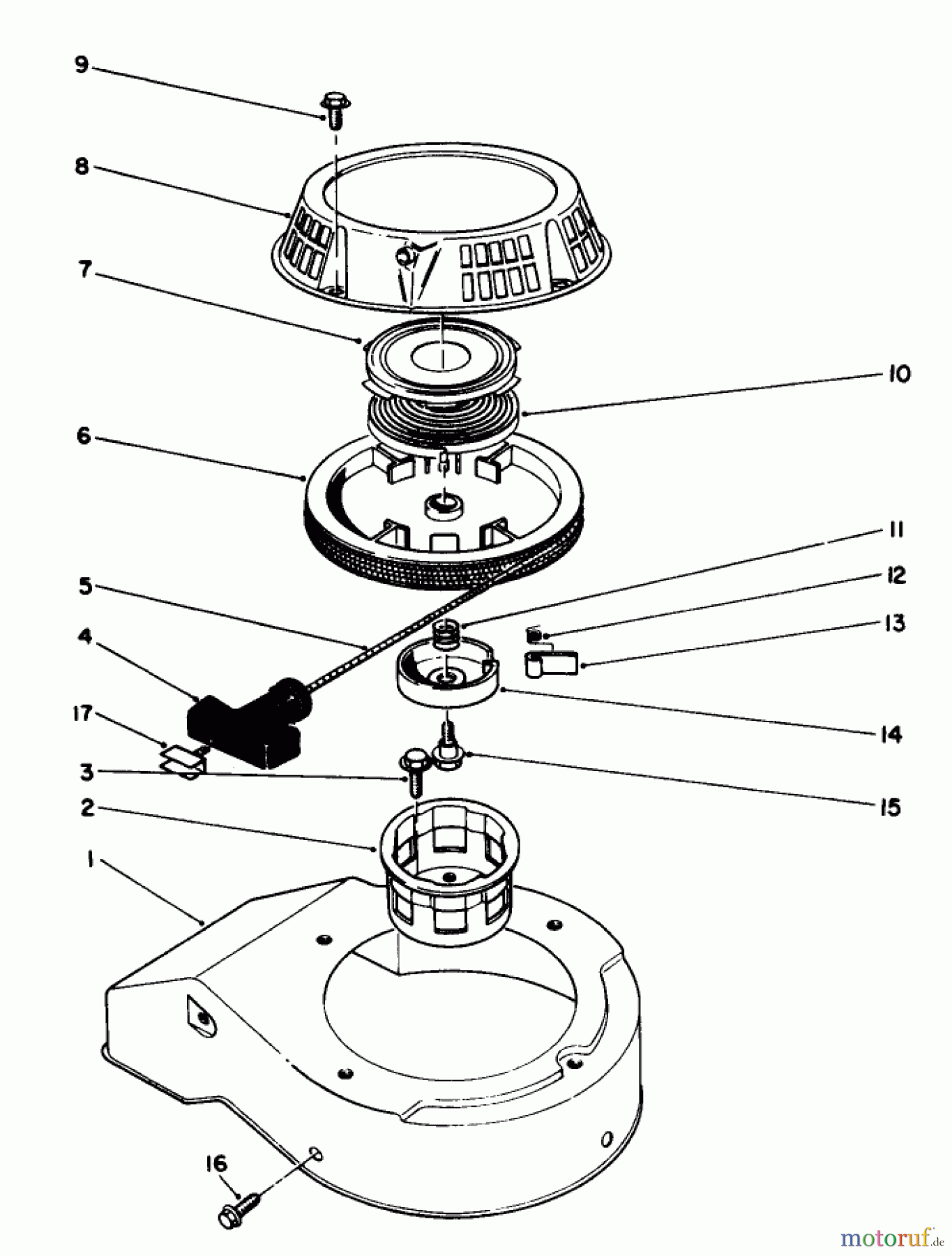  Toro Neu Mowers, Walk-Behind Seite 2 22042 - Toro Lawnmower, 1991 (1000001-1999999) RECOIL ASSEMBLY (MODEL NO. 47PL0-3)