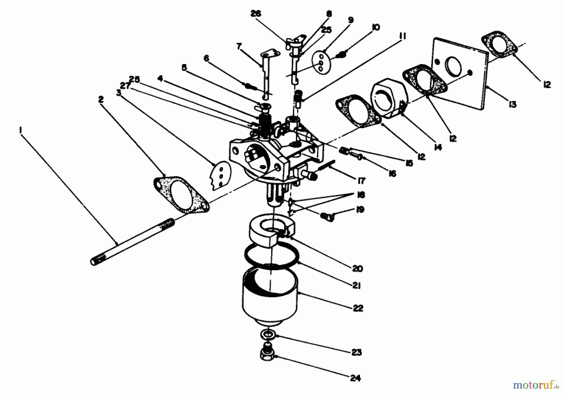  Toro Neu Mowers, Walk-Behind Seite 2 22043 - Toro Lawnmower, 1993 (3900001-3900964) CARBURETOR ASSEMBLY (MODEL NO. 47PN2-7)