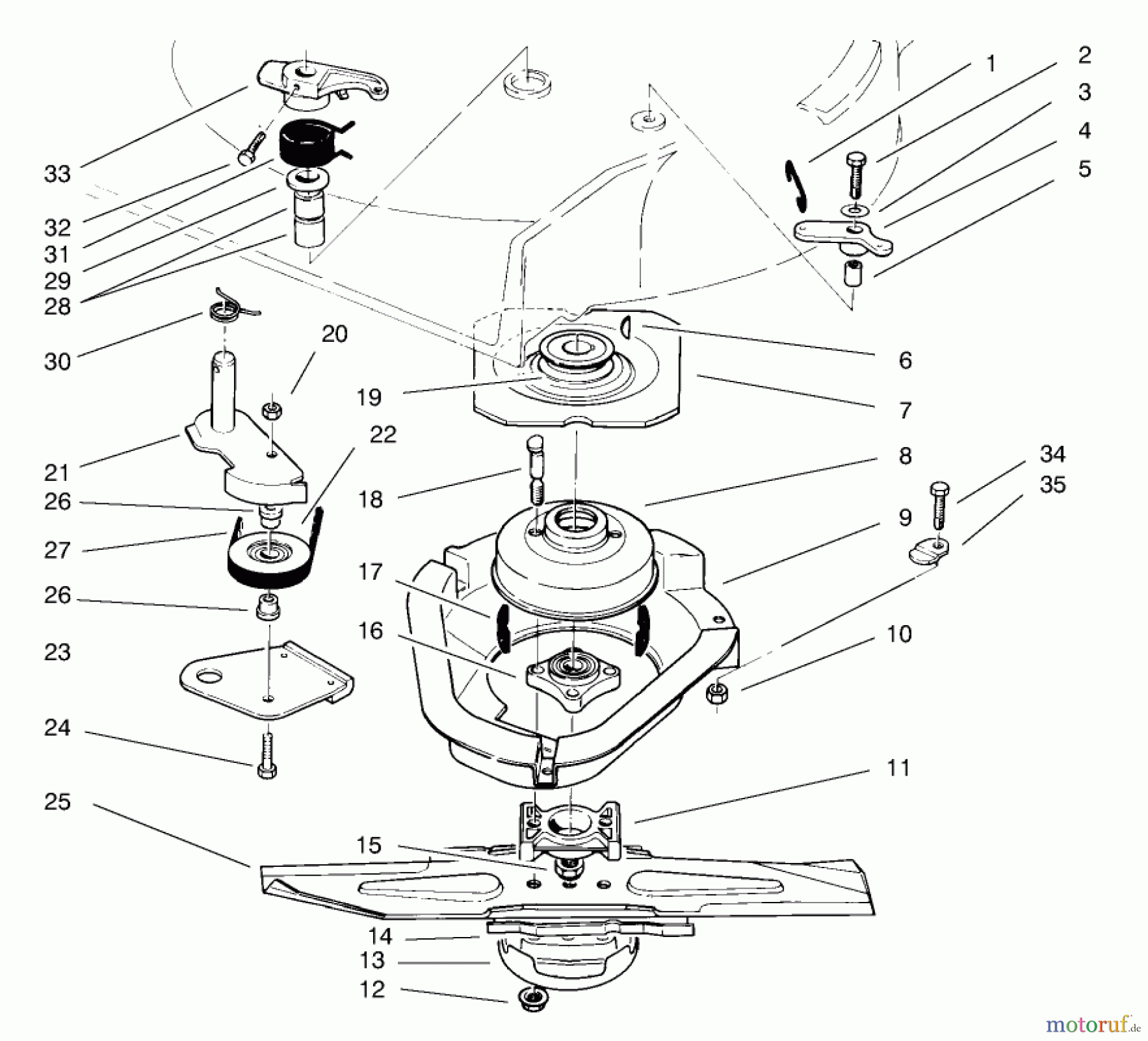  Toro Neu Mowers, Walk-Behind Seite 2 22043 - Toro Recycler Mower, 1998 (8900001-8999999) BLADE BRAKE CLUTCH ASSEMBLY