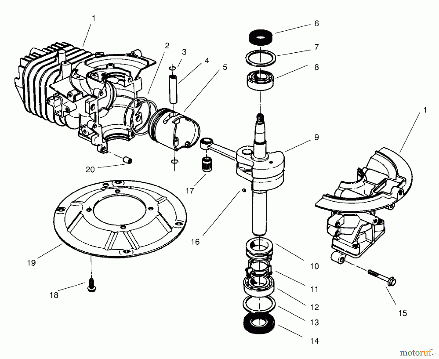  Toro Neu Mowers, Walk-Behind Seite 2 22043 - Toro Recycler Mower, 1998 (8900001-8999999) CRANKSHAFT ASSEMBLY(MODEL NO. 47PT7-7)