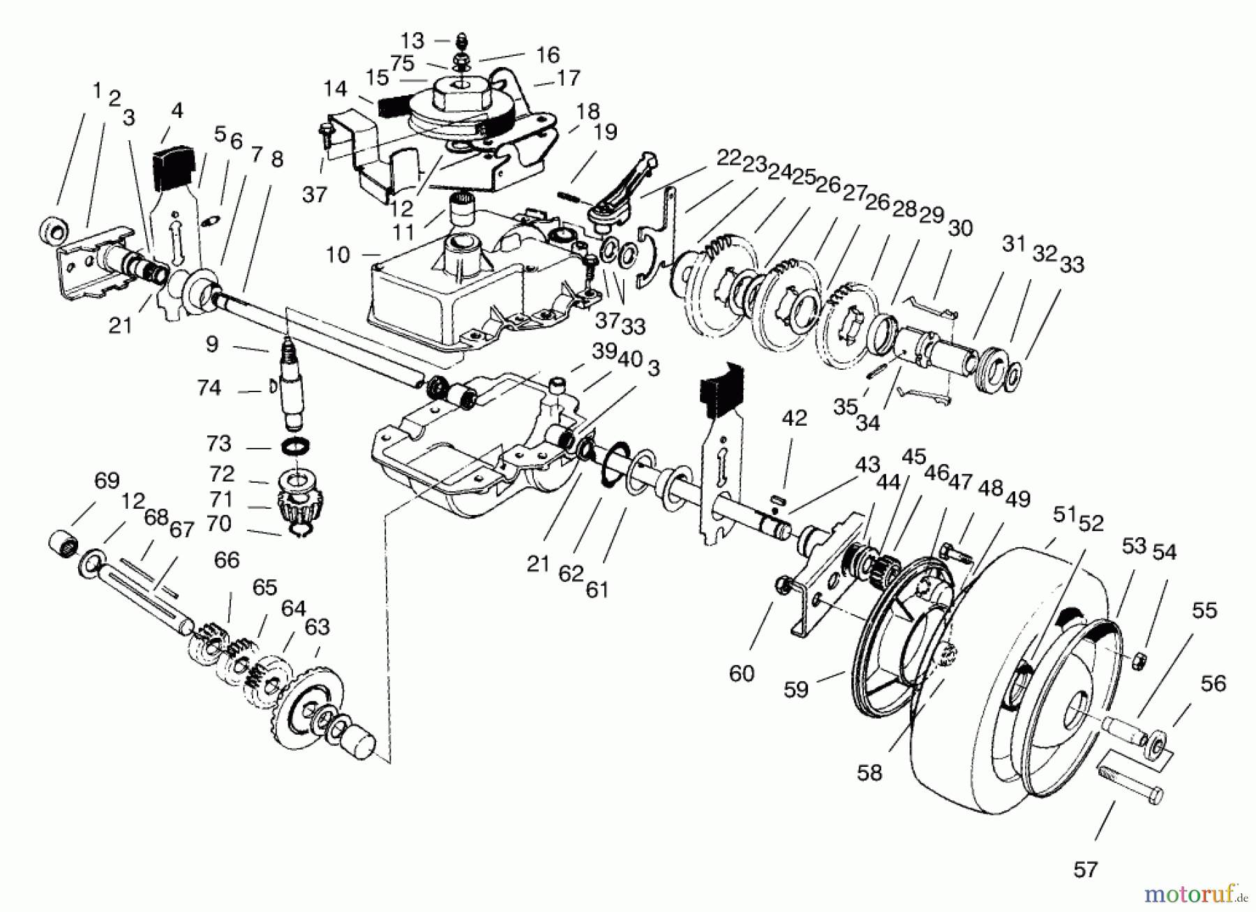  Toro Neu Mowers, Walk-Behind Seite 2 22043 - Toro Recycler Mower, 1998 (8900001-8999999) GEAR CASE ASSEMBLY