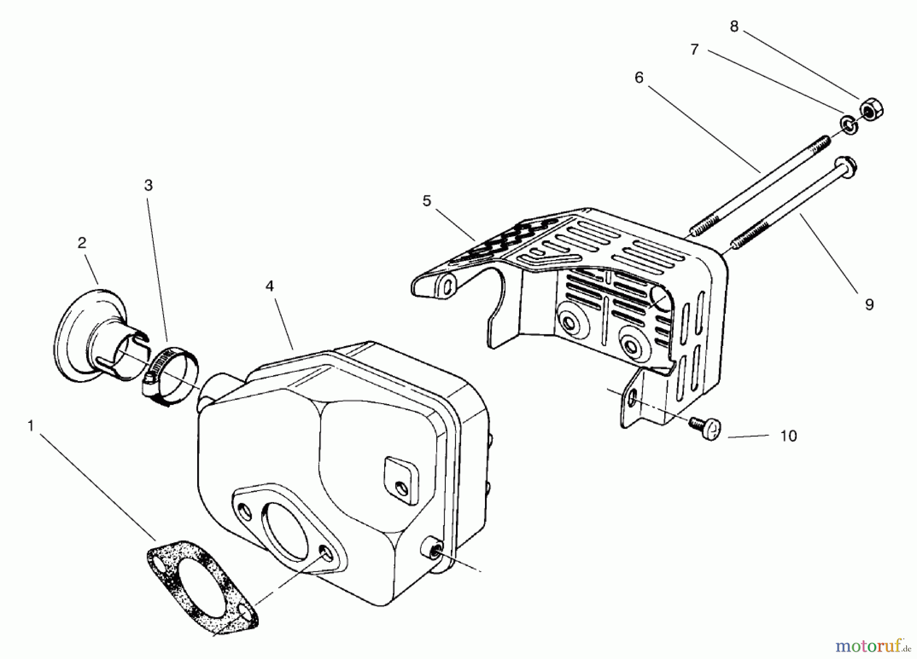  Toro Neu Mowers, Walk-Behind Seite 2 22043 - Toro Recycler Mower, 1998 (8900001-8999999) MUFFLER ASSEMBLY(MODEL NO. 47PT7-7)