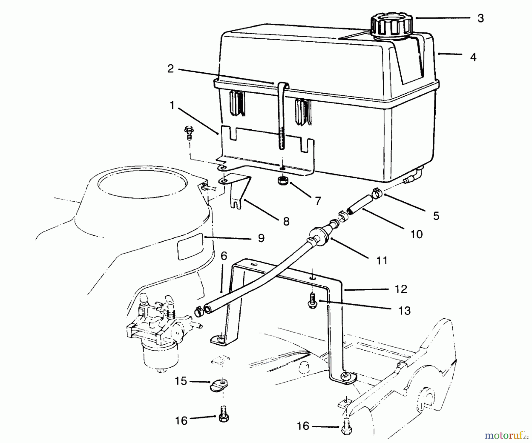  Toro Neu Mowers, Walk-Behind Seite 2 22044BC - Toro Lawnmower, 1995 (5900001-5999999) GAS TANK ASSEMBLY