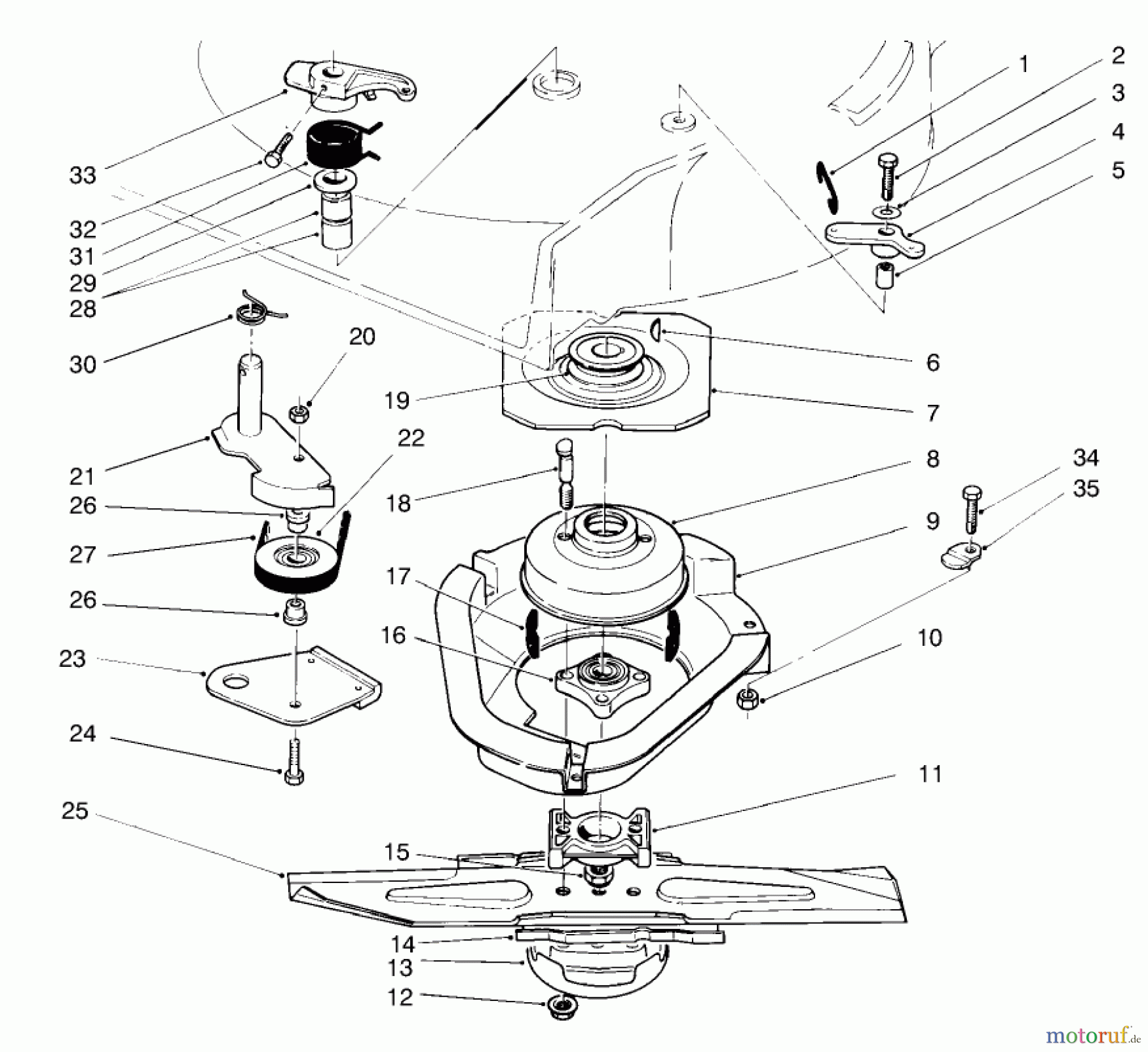  Toro Neu Mowers, Walk-Behind Seite 2 22045 - Toro Recycler Mower, 1998 (8900001-8999999) BLADE BRAKE CLUTCH ASSEMBLY