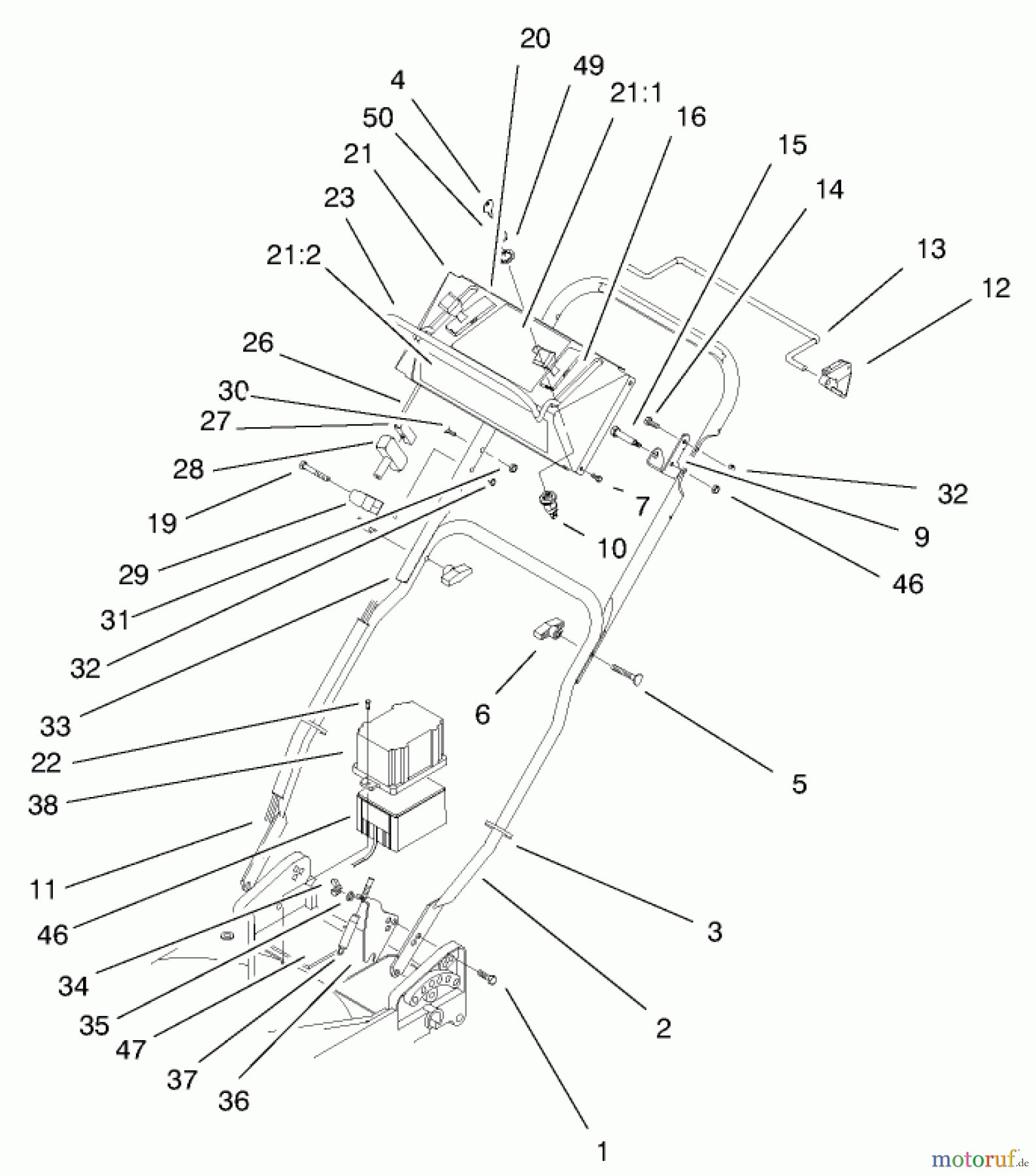  Toro Neu Mowers, Walk-Behind Seite 2 22045 - Toro Recycler Mower, 1998 (8900001-8999999) HANDLE ASSEMBLY