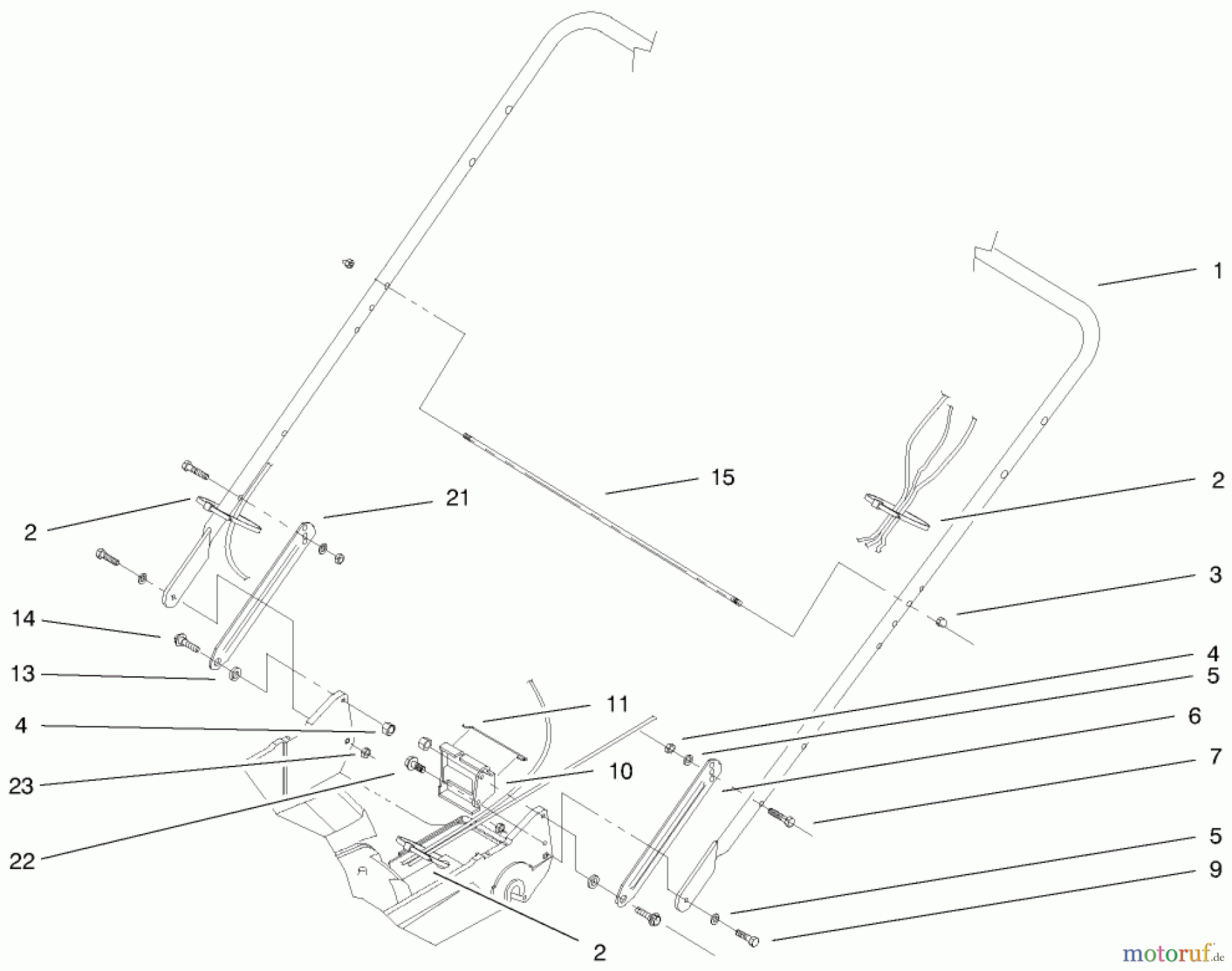  Toro Neu Mowers, Walk-Behind Seite 2 22045 - Toro Recycler Mower, 1999 (9900001-9999999) HANDLE ASSEMBLY