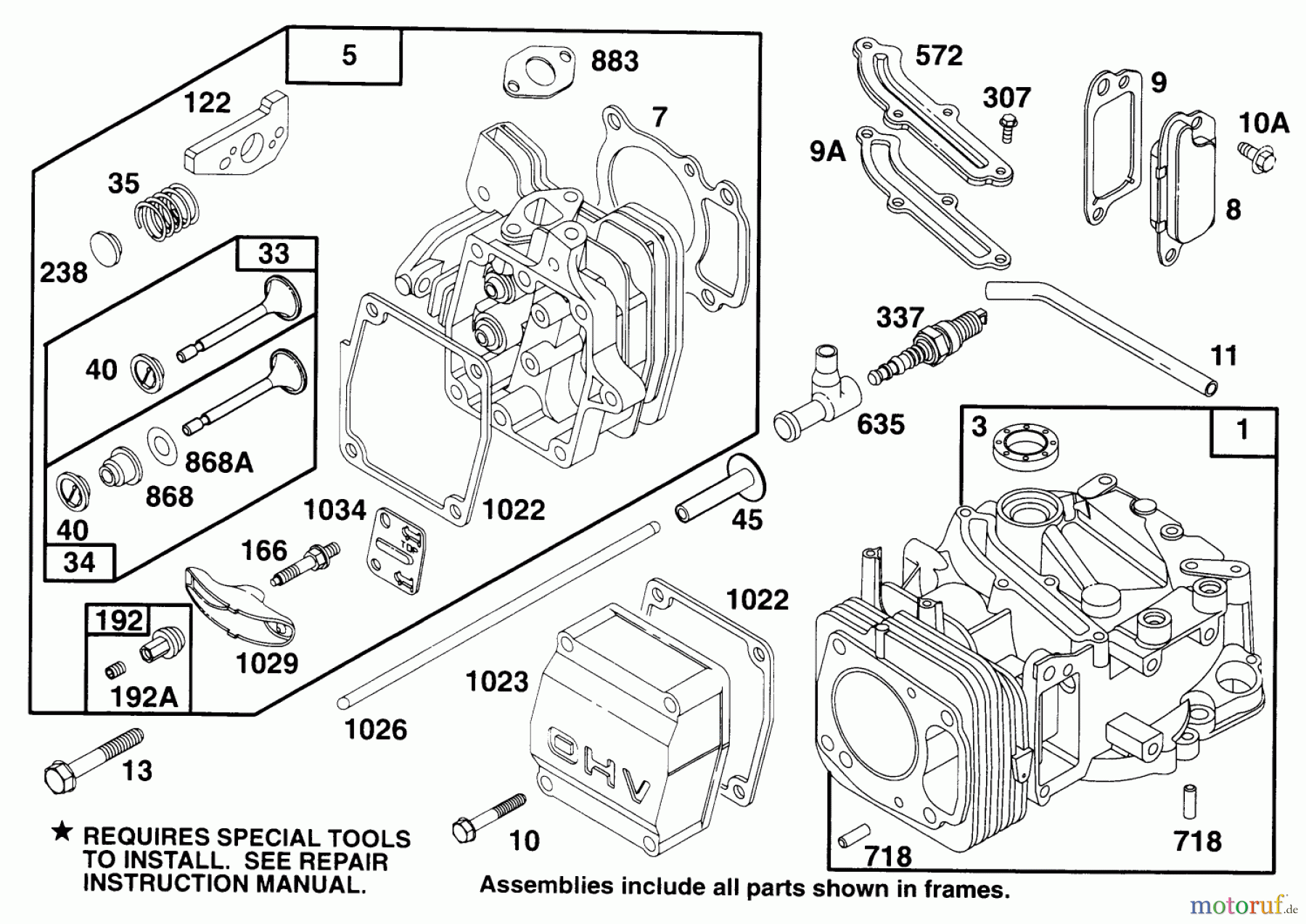  Toro Neu Mowers, Walk-Behind Seite 2 22151 - Toro Lawnmower, 1996 (6900001-6999999) ENGINE GTS 150 #1