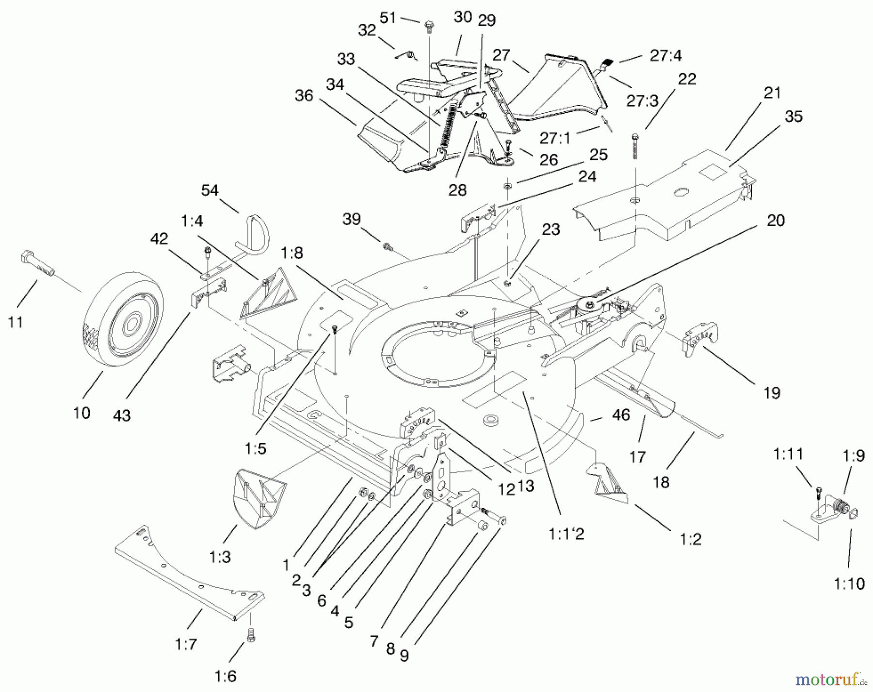  Toro Neu Mowers, Walk-Behind Seite 2 22158 - Toro Recycler Rear Bagger Mower, 2000 (200000001-200999999) HOUSING ASSEMBLY