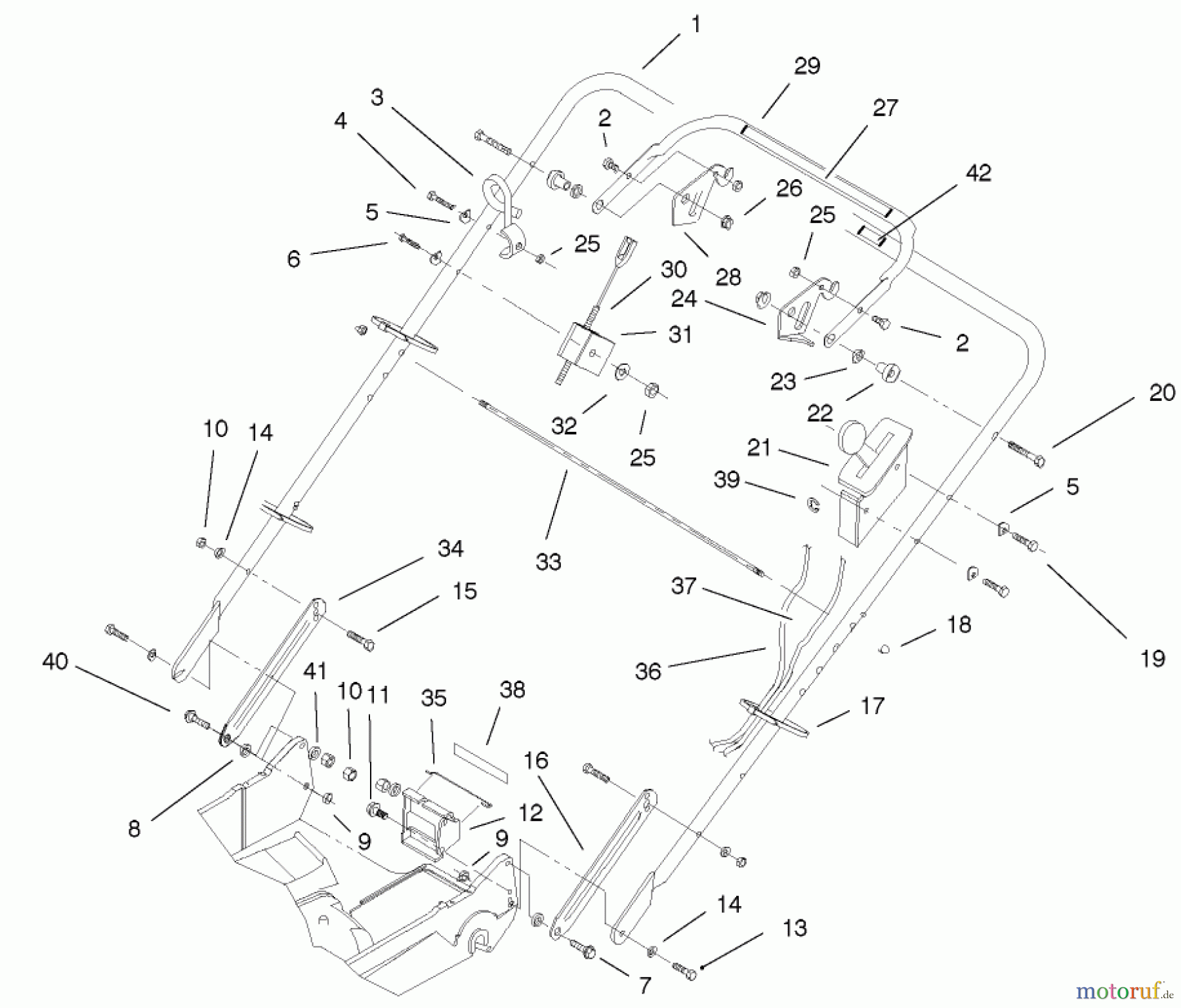  Toro Neu Mowers, Walk-Behind Seite 2 22161 - Toro Recycler Mower, 2001 (210000001-210999999) HANDLE ASSEMBLY