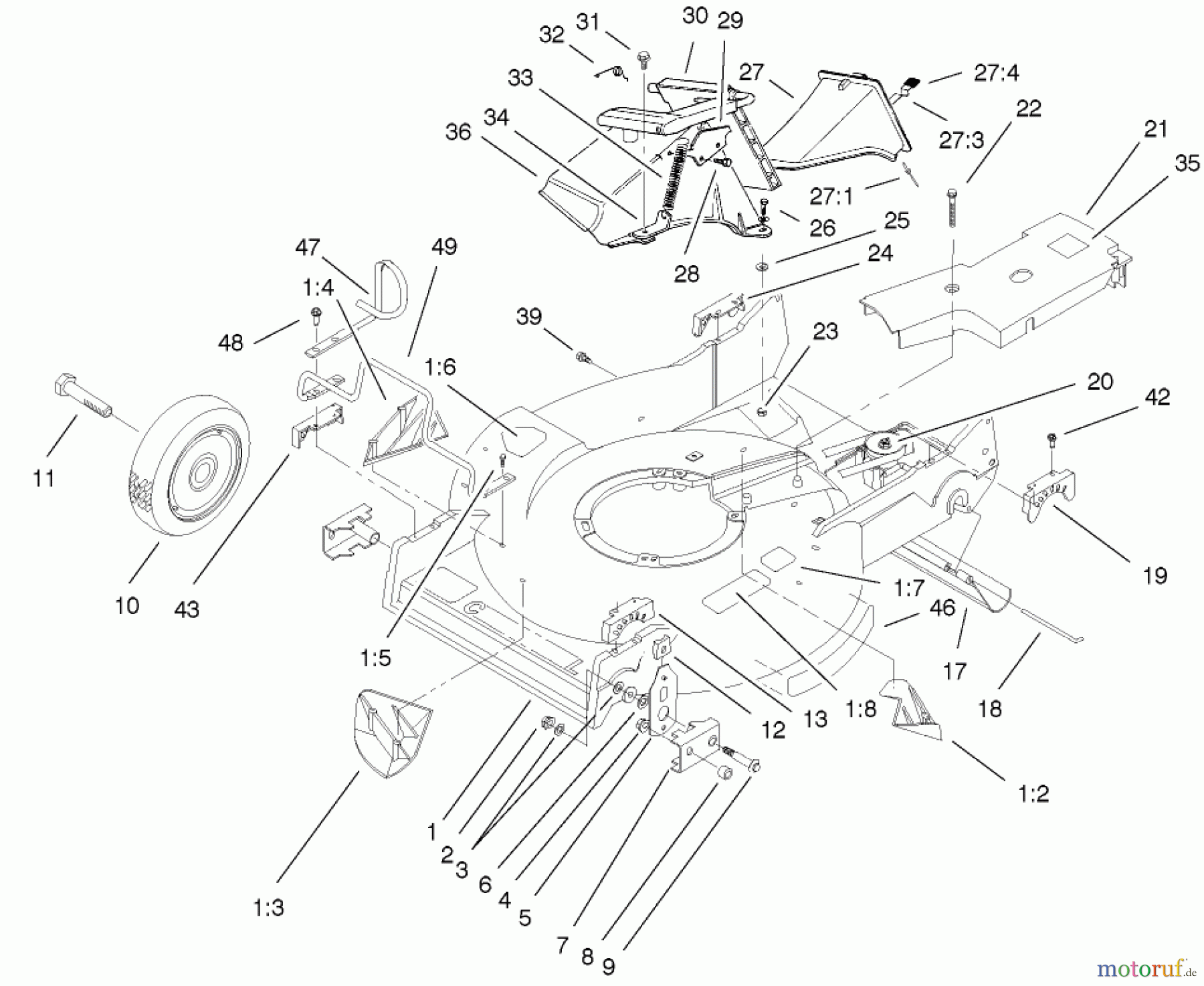  Toro Neu Mowers, Walk-Behind Seite 2 22161 - Toro Recycler Mower, 2001 (210000001-210999999) HOUSING ASSEMBLY