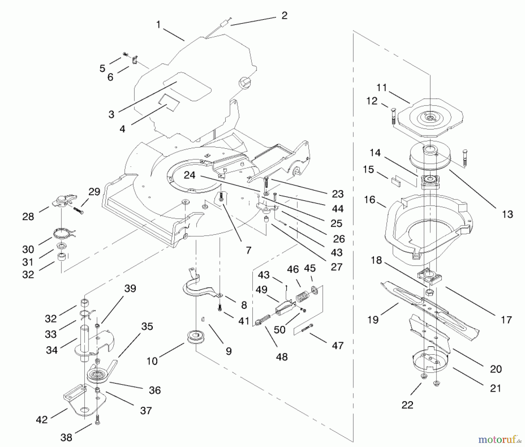  Toro Neu Mowers, Walk-Behind Seite 2 22162 - Toro Recycler Mower, 1999 (9900001-9999999) BLADE BRAKE CLUTCH ASSEMBLY