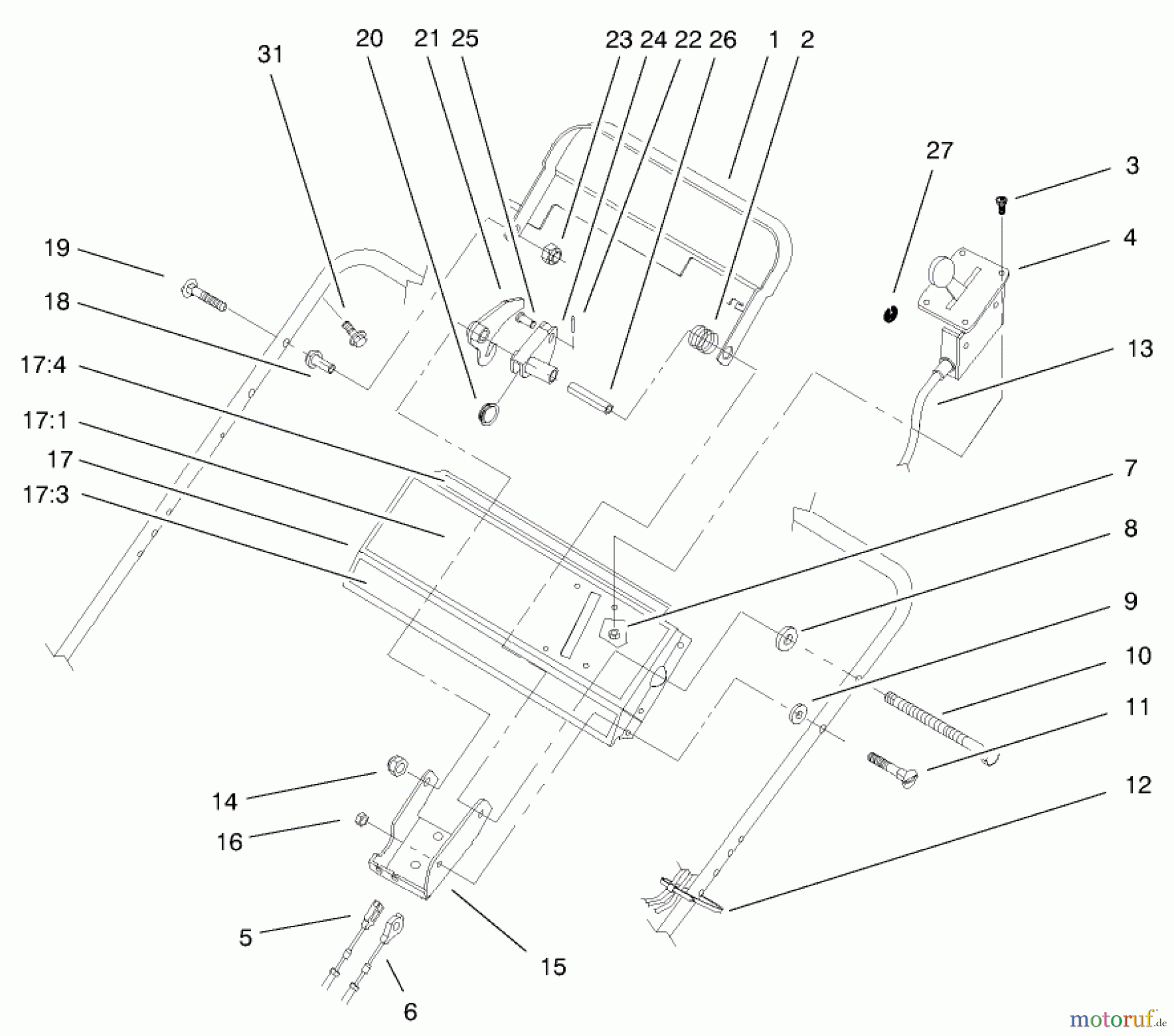  Toro Neu Mowers, Walk-Behind Seite 2 22162 - Toro Recycler Mower, 2001 (210000001-210999999) HANDLE CONTROL ASSEMBLY