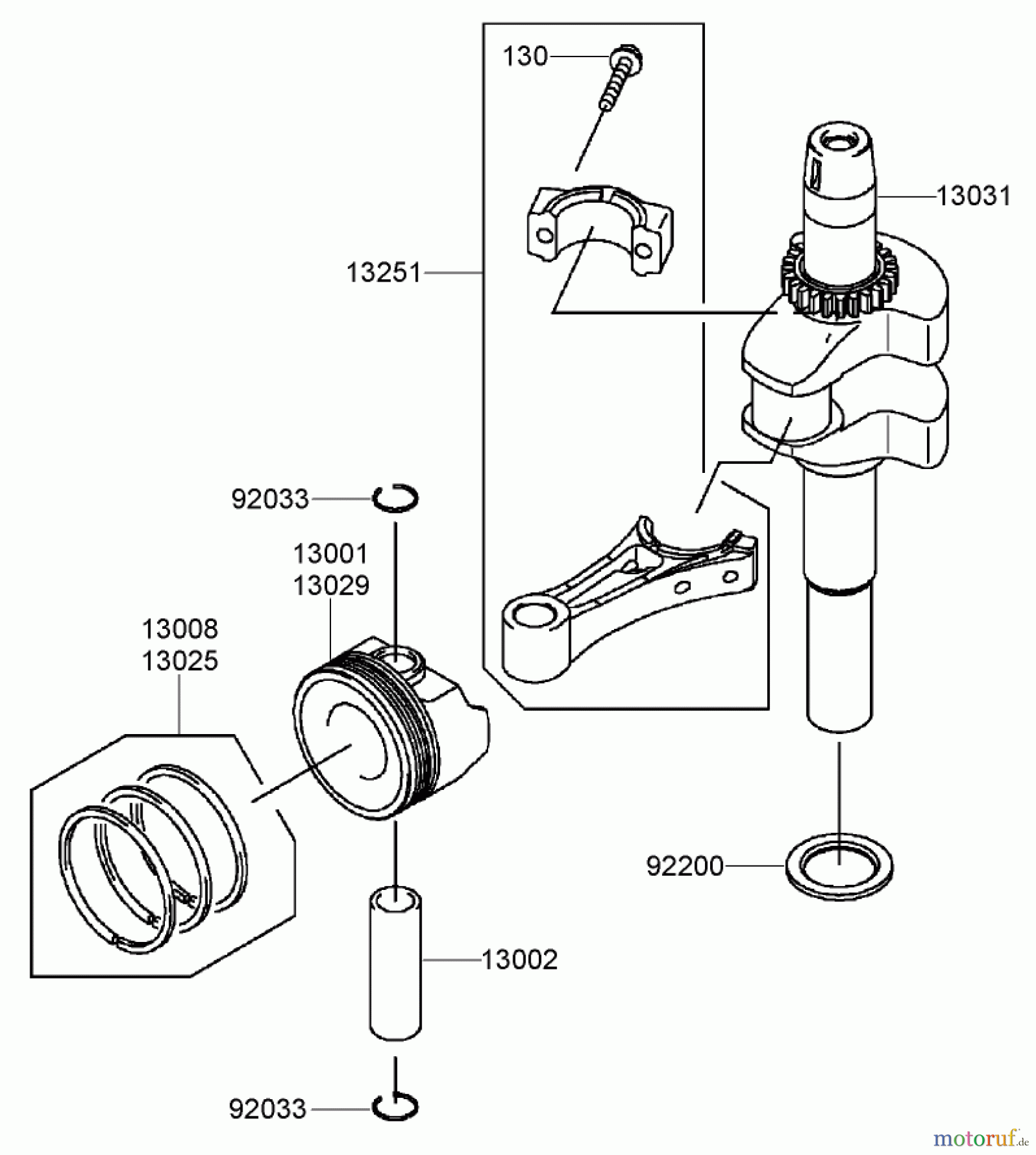  Toro Neu Mowers, Walk-Behind Seite 2 22163 (PT21) - Toro PT21 Trim Mower, 2007 (270000001-270999999) PISTON AND CRANKSHAFT ASSEMBLY KAWASAKI FJ180V-AS28