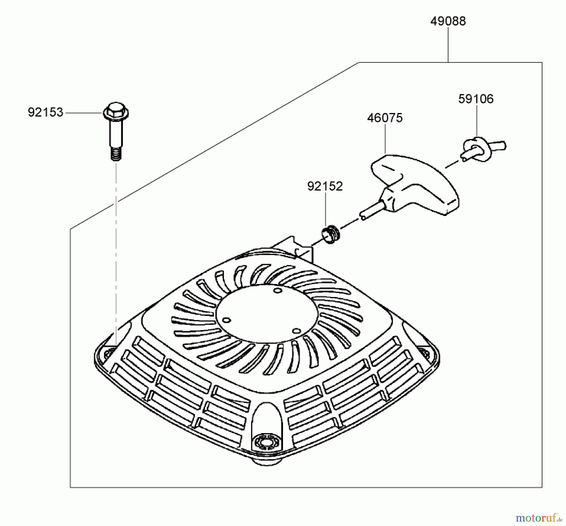  Toro Neu Mowers, Walk-Behind Seite 2 22163 (PT21) - Toro PT21 Trim Mower, 2007 (270000001-270999999) STARTER ASSEMBLY KAWASAKI FJ180V-AS28