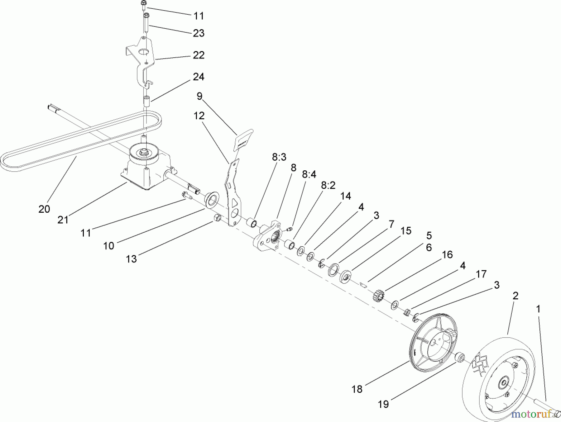  Toro Neu Mowers, Walk-Behind Seite 2 22164 (PT21) - Toro PT21 Trim Mower, 2007 (270003001-270999999) TRANSMISSION ASSEMBLY