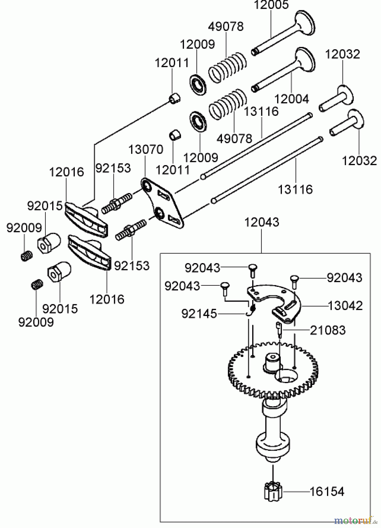  Toro Neu Mowers, Walk-Behind Seite 2 22164 (PT21) - Toro PT21 Trim Mower, 2008 (280000001-280999999) VALVE AND CAMSHAFT ASSEMBLY KAWASAKI FJ180V-AS28