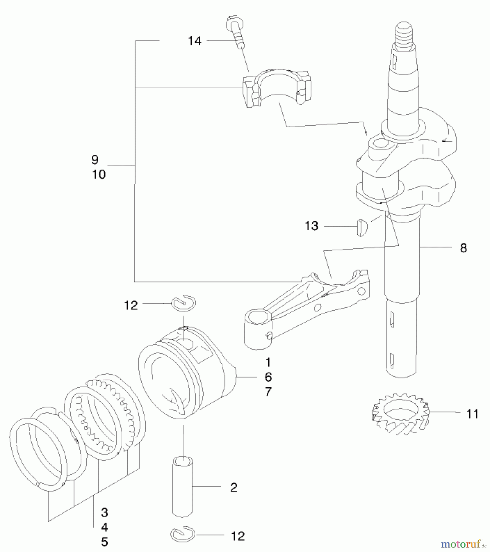  Toro Neu Mowers, Walk-Behind Seite 2 22170 - Toro Recycler Mower, 2000 (200000001-200999999) PISTON/CRANKSHAFT