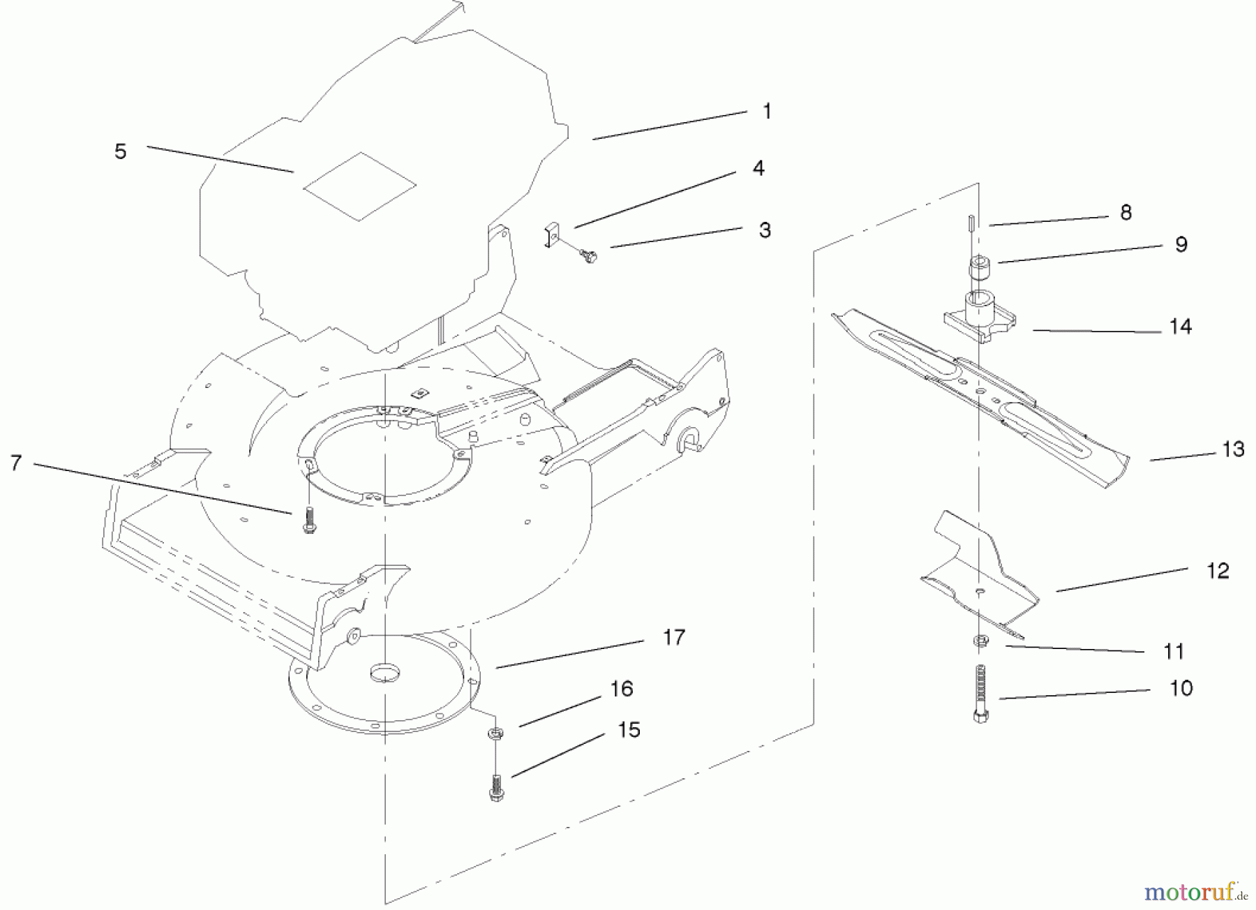  Toro Neu Mowers, Walk-Behind Seite 2 22170 - Toro Recycler Mower, 2002 (220000001-220999999) ENGINE & BLADE ASSEMBLY