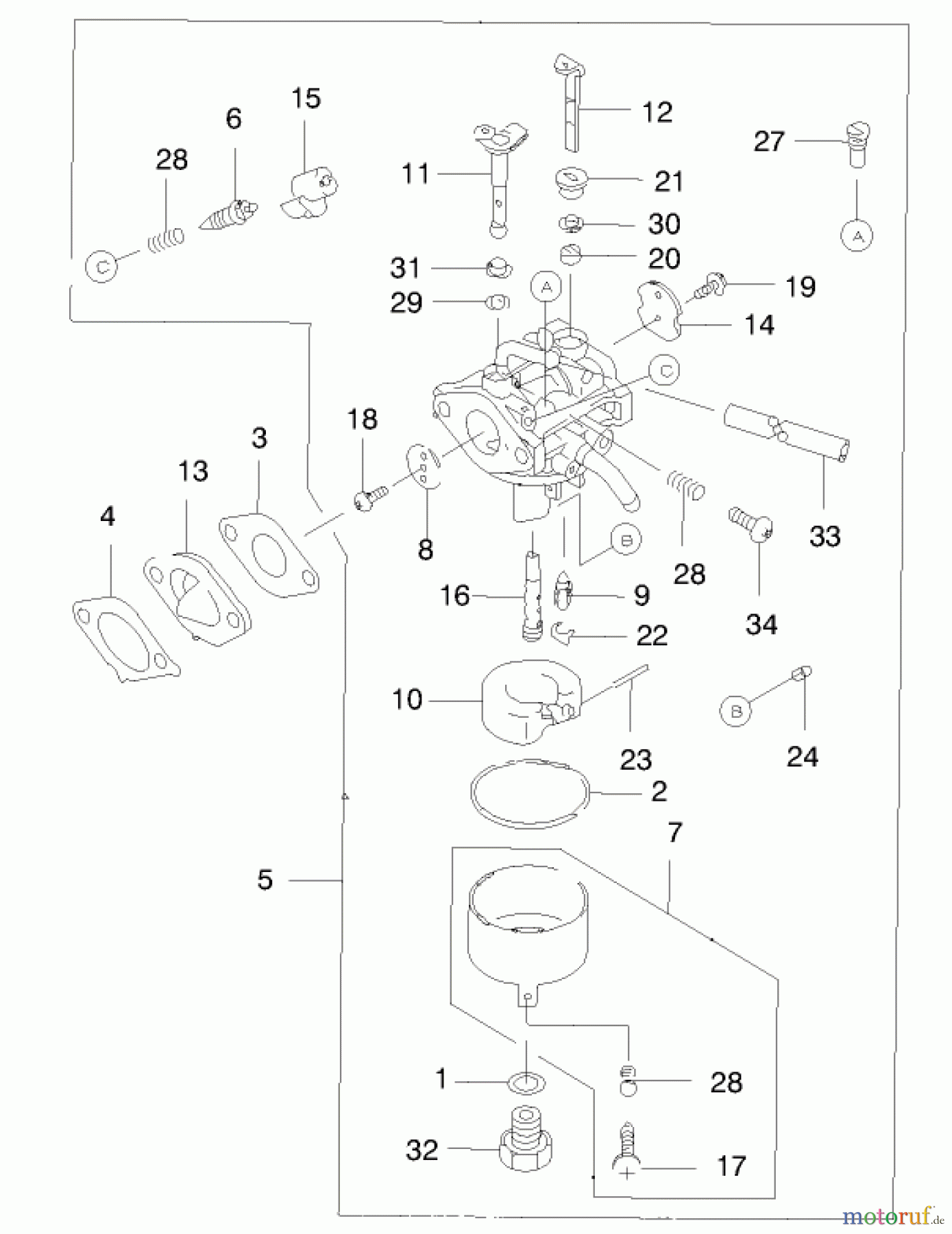  Toro Neu Mowers, Walk-Behind Seite 2 22171 - Toro Recycler Mower, 1999 (9900001-9999999) CARBURETOR