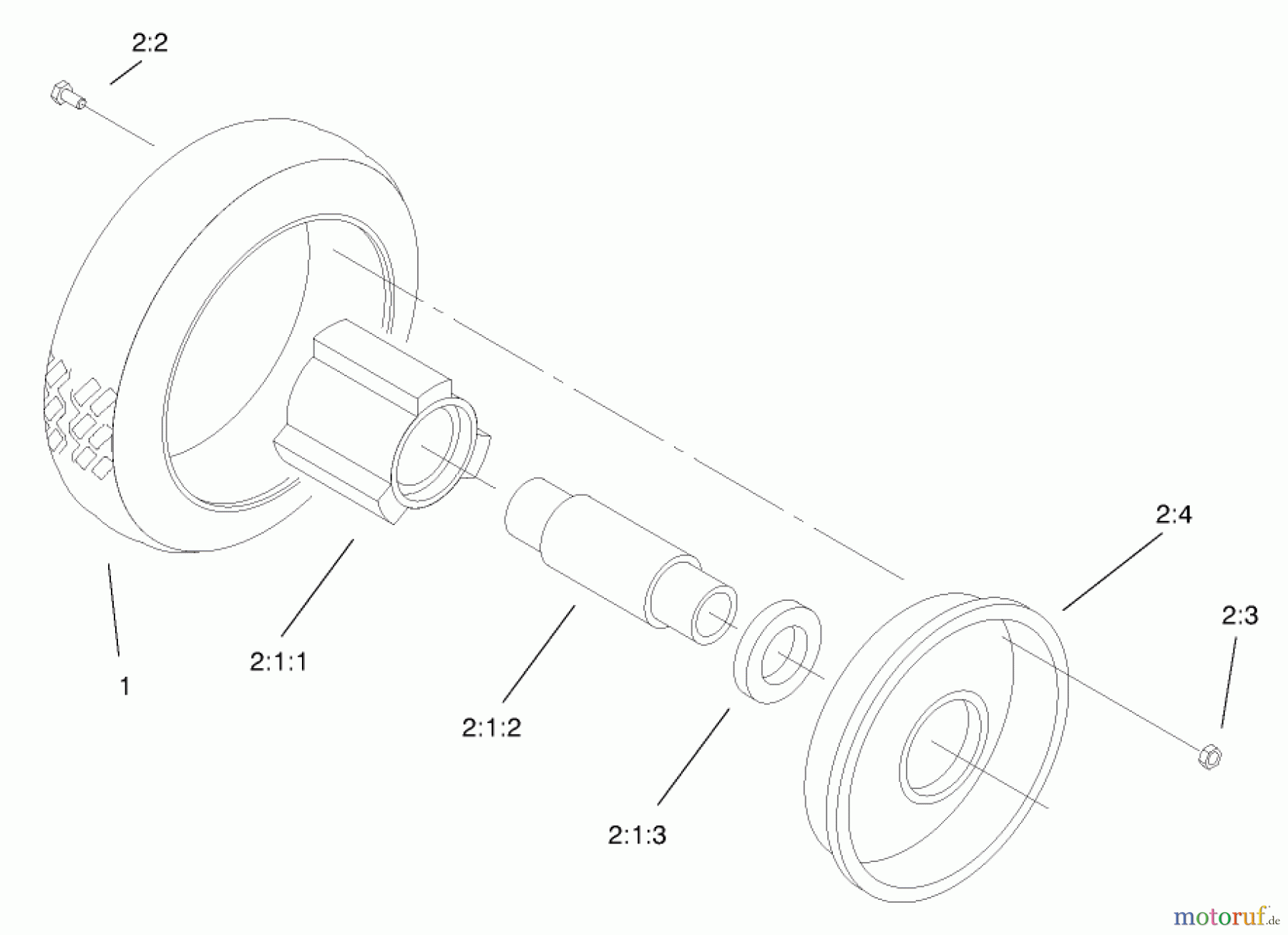  Toro Neu Mowers, Walk-Behind Seite 2 22171 - Toro Recycler Mower, 2000 (200000001-200999999) FRONT WHEEL & TIRE ASSEMBLY