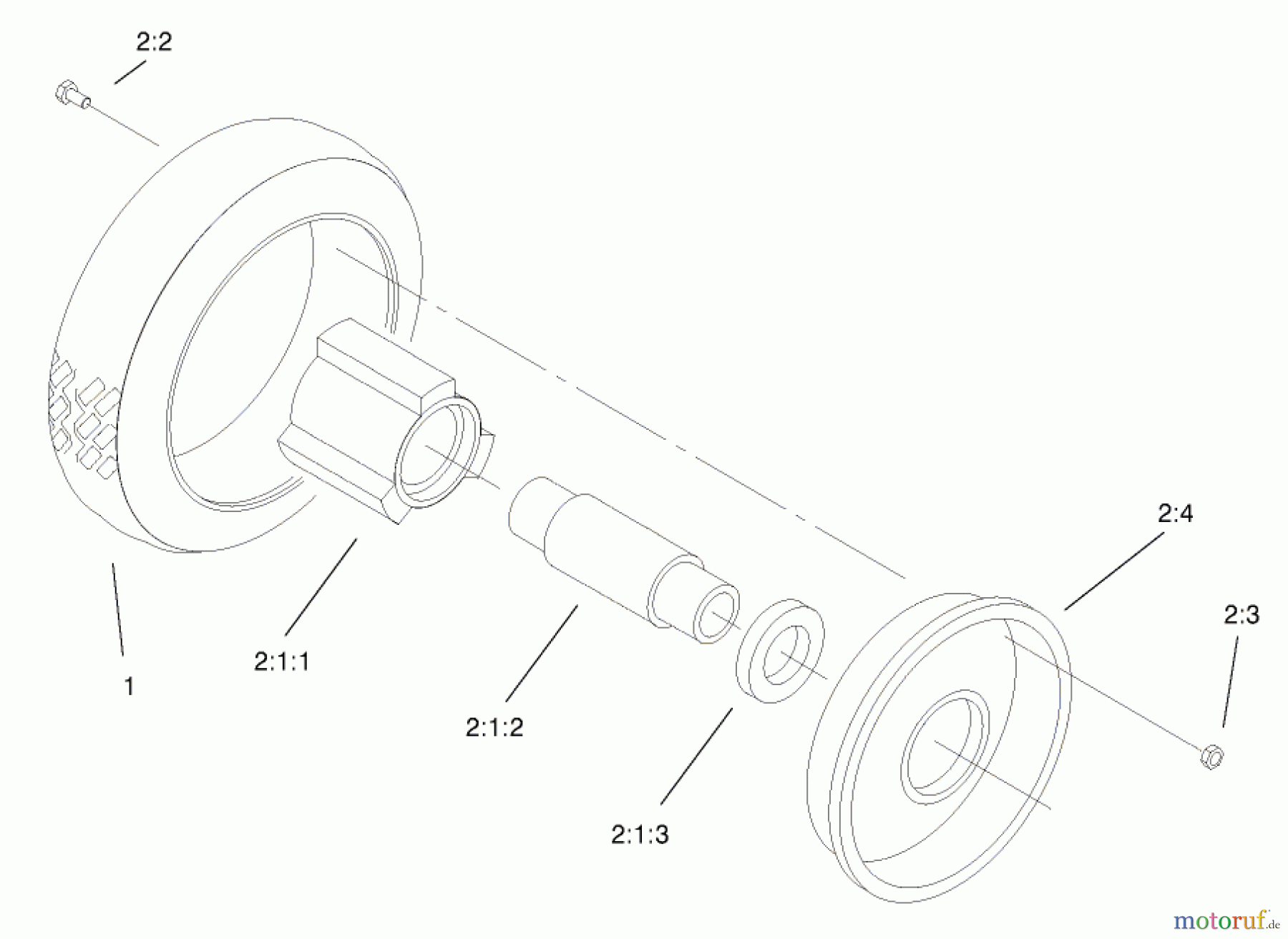  Toro Neu Mowers, Walk-Behind Seite 2 22172 - Toro Recycler Mower, 2000 (200000001-200999999) FRONT TIRE & WHEEL ASSEMBLY