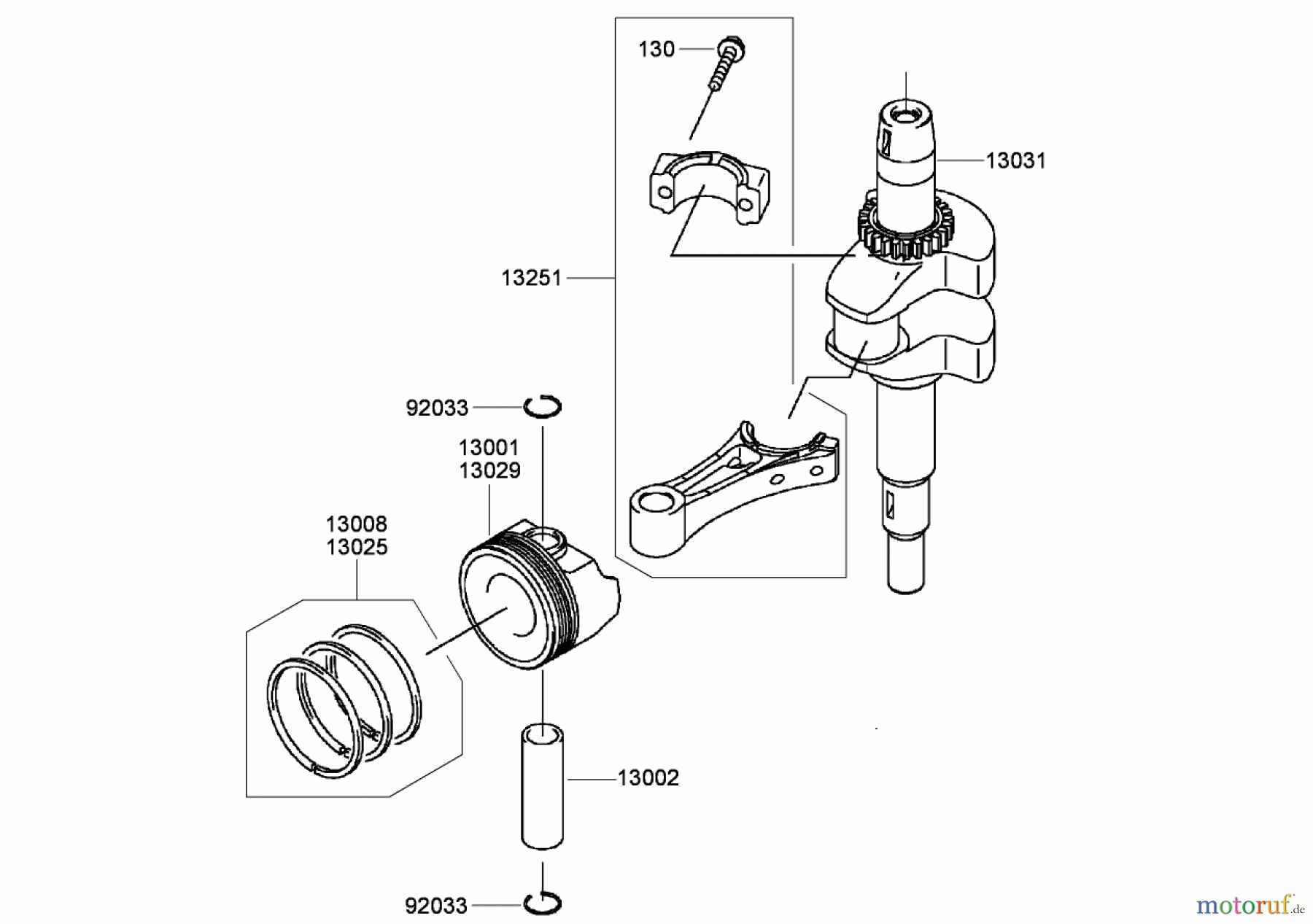  Toro Neu Mowers, Walk-Behind Seite 2 22194 (PT21) - Toro PT21 Trim Mower, 2008 (280000001-280999999) PISTON AND CRANKSHAFT ASSEMBLY KAWASAKI FJ180V-AS34