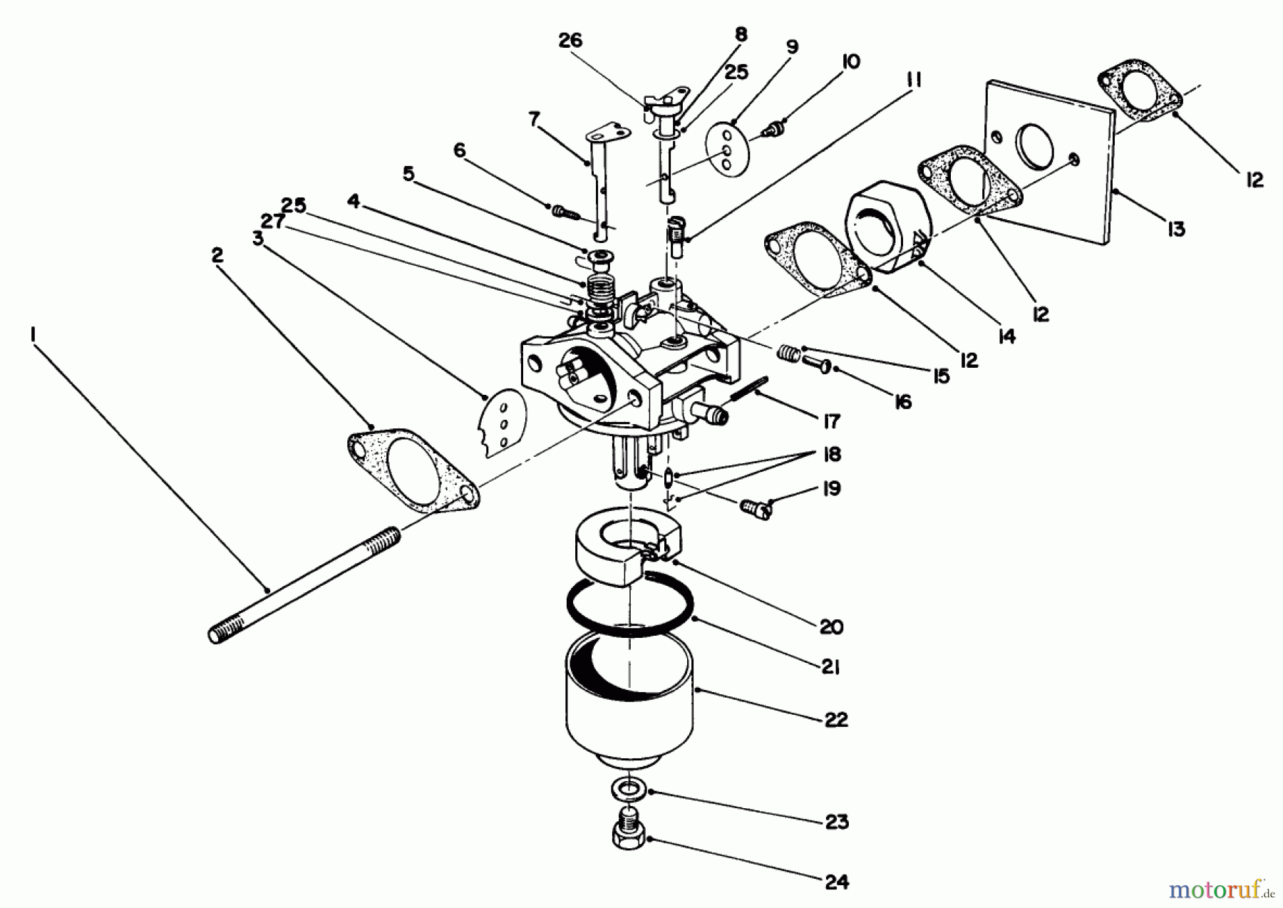  Toro Neu Mowers, Walk-Behind Seite 2 22700 - Toro Lawnmower, 1991 (1000001-1999999) CARBURETOR ASSEMBLY (MODEL NO. 47PL0-3)