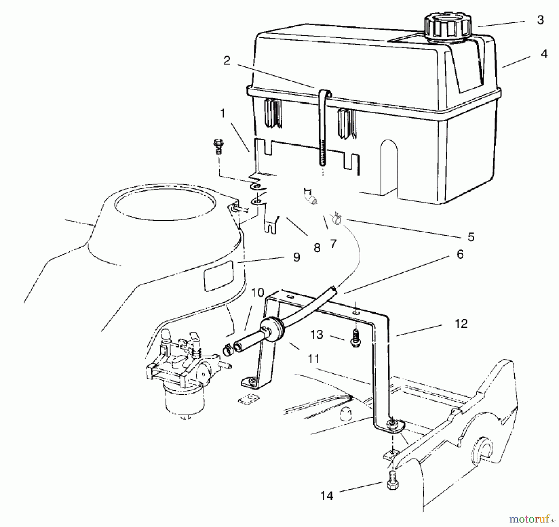  Toro Neu Mowers, Walk-Behind Seite 2 22701B - Toro Lawnmower, 1996 (69000001-69999999) GAS TANK ASSEMBLY