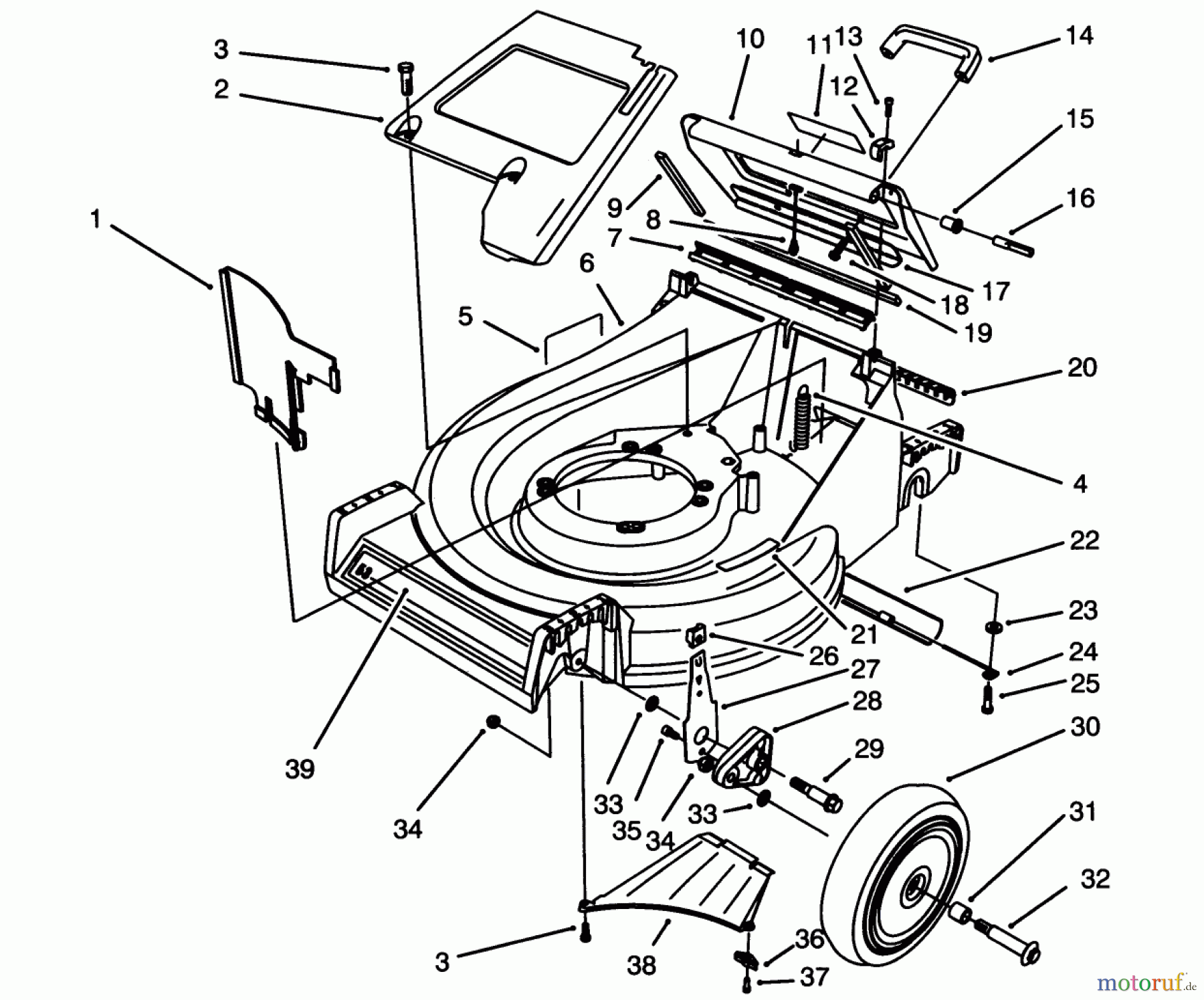  Toro Neu Mowers, Walk-Behind Seite 2 26620B - Toro Lawnmower, 1993 (3900001-3999999) HOUSING ASSEMBLY