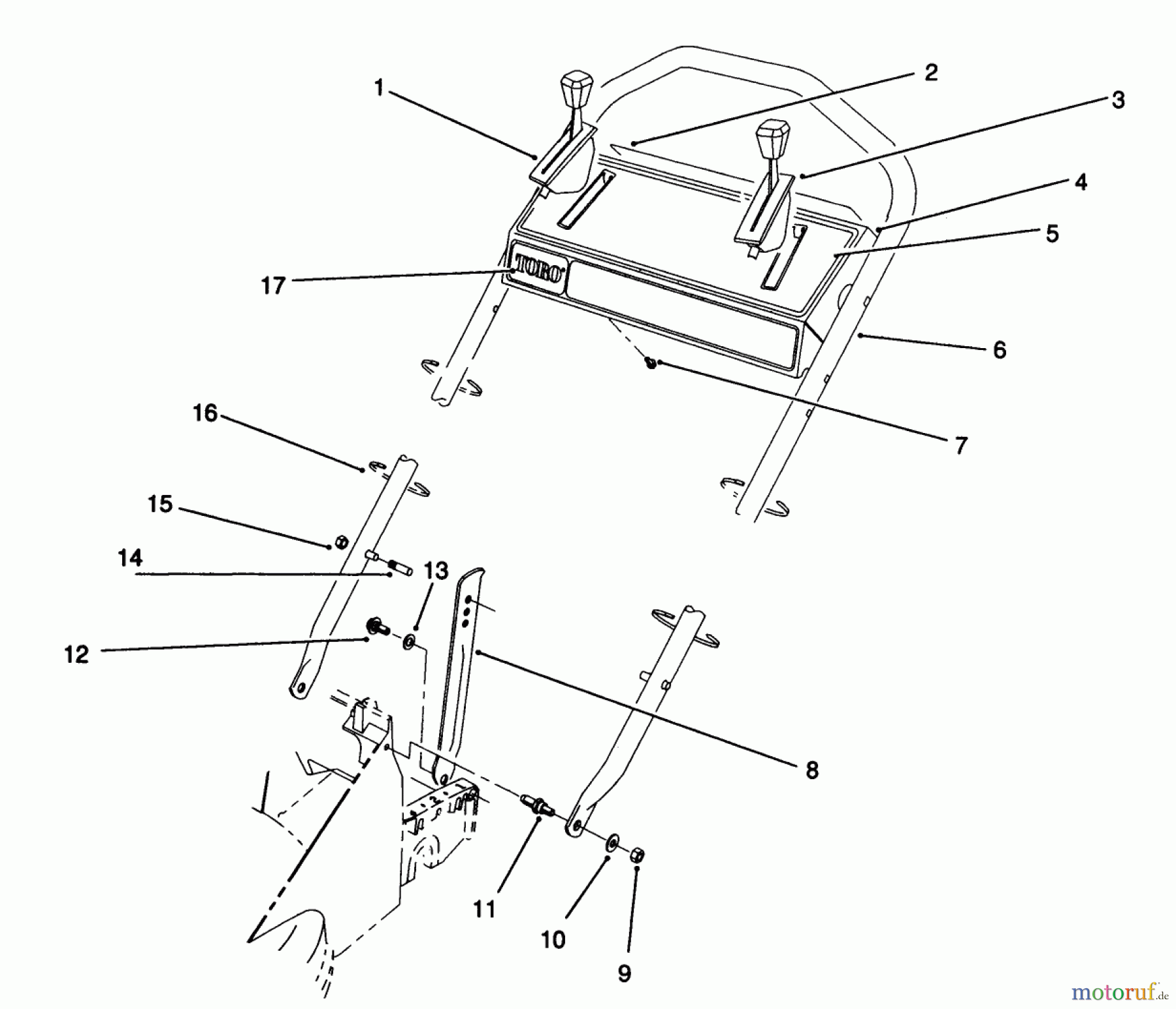  Toro Neu Mowers, Walk-Behind Seite 2 26621B - Toro Lawnmower, 1992 (2000001-2999999) HANDLE ASSEMBLY