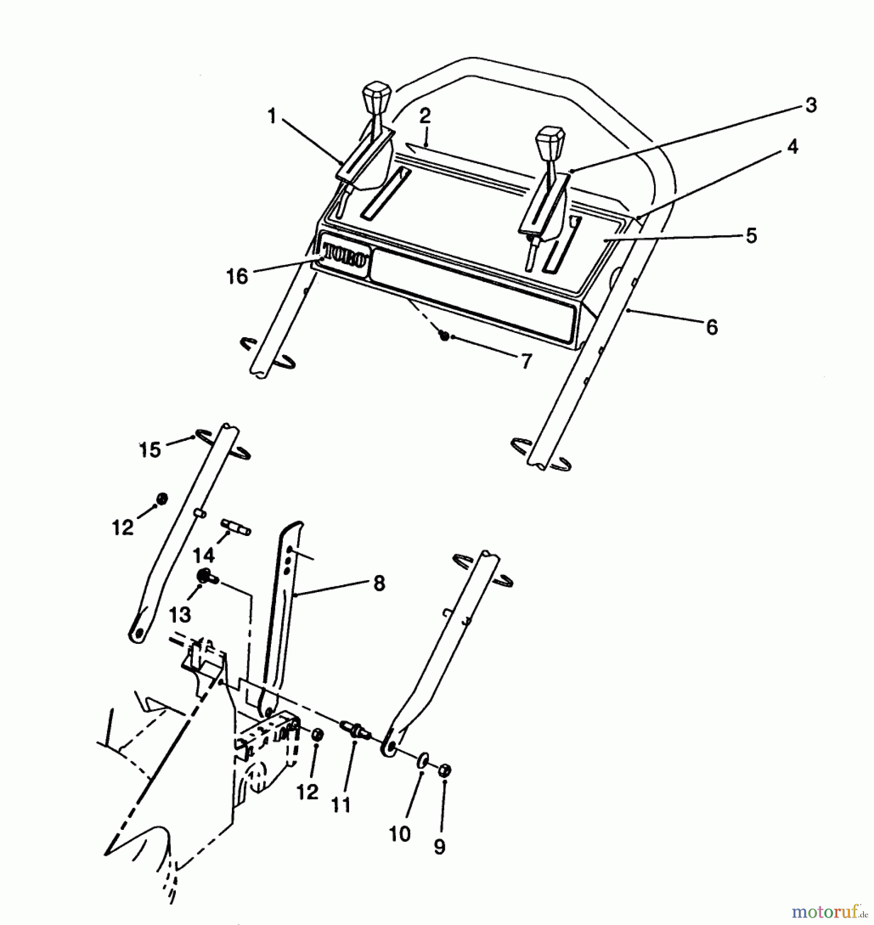  Toro Neu Mowers, Walk-Behind Seite 2 26622 - Toro Lawnmower, 1990 (0000001-0003100) HANDLE ASSEMBLY