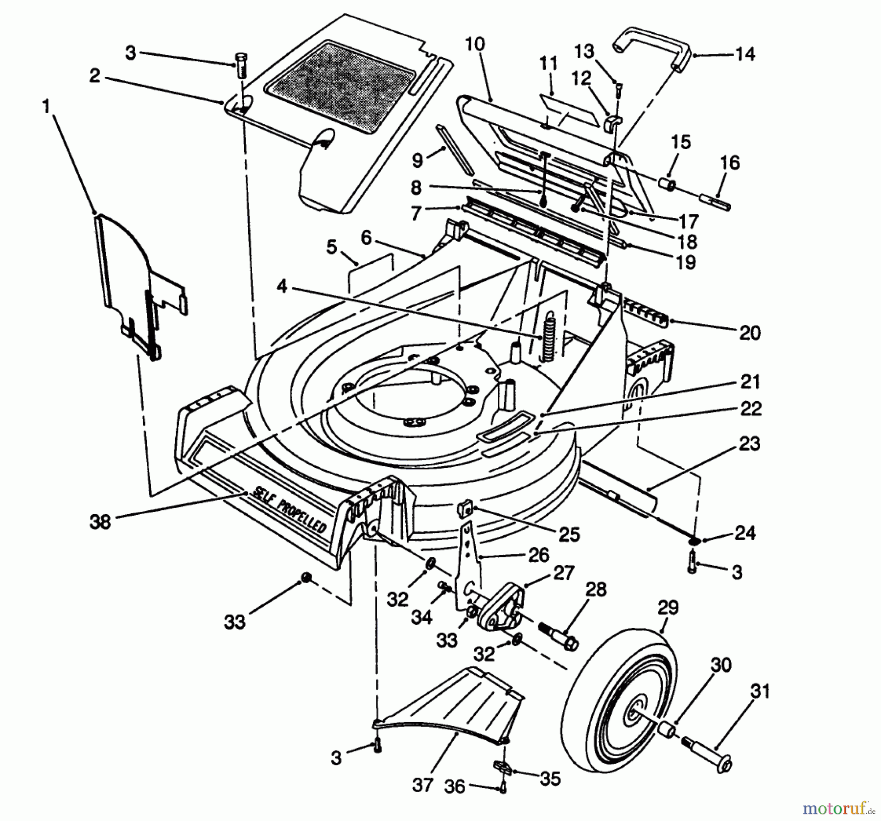  Toro Neu Mowers, Walk-Behind Seite 2 26624C - Toro Lawnmower, 1989 (9000001-9999999) HOUSING ASSEMBLY