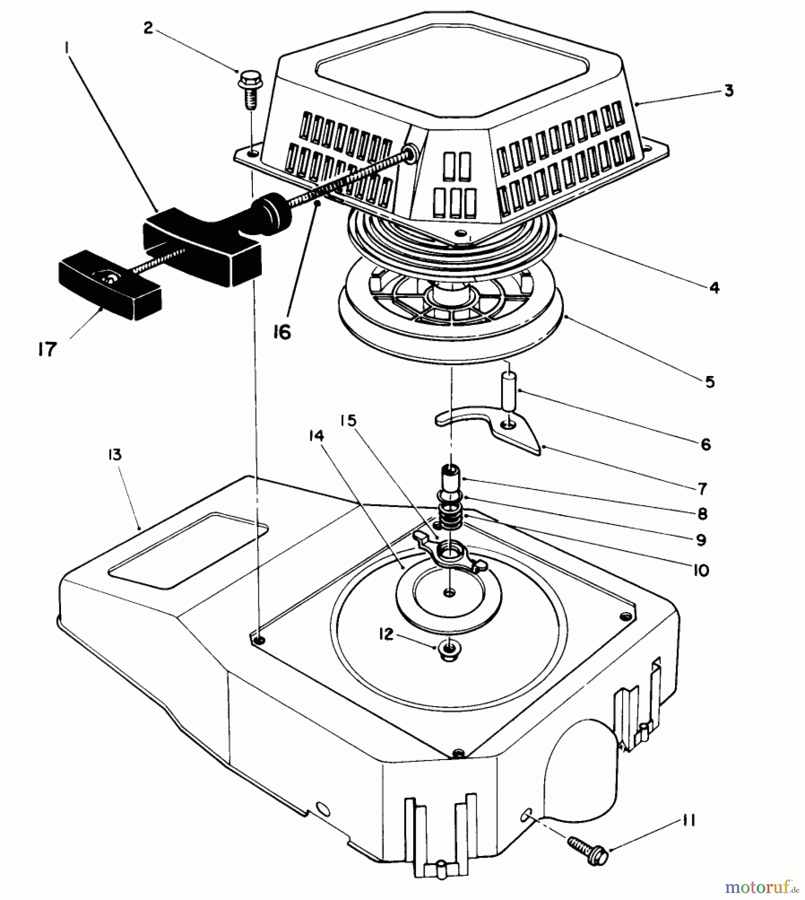  Toro Neu Mowers, Walk-Behind Seite 2 26625BG - Toro Lawnmower, 1991 (1000001-1999999) RECOIL ASSEMBLY (ENGINE NO. VML0-5)