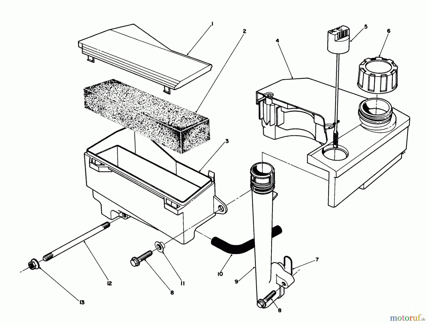  Toro Neu Mowers, Walk-Behind Seite 2 26625C - Toro Lawnmower, 1989 (9000001-9999999) AIR CLEANER & FUEL TANK ASSEMBLY (ENGINE NO. VMJ8)