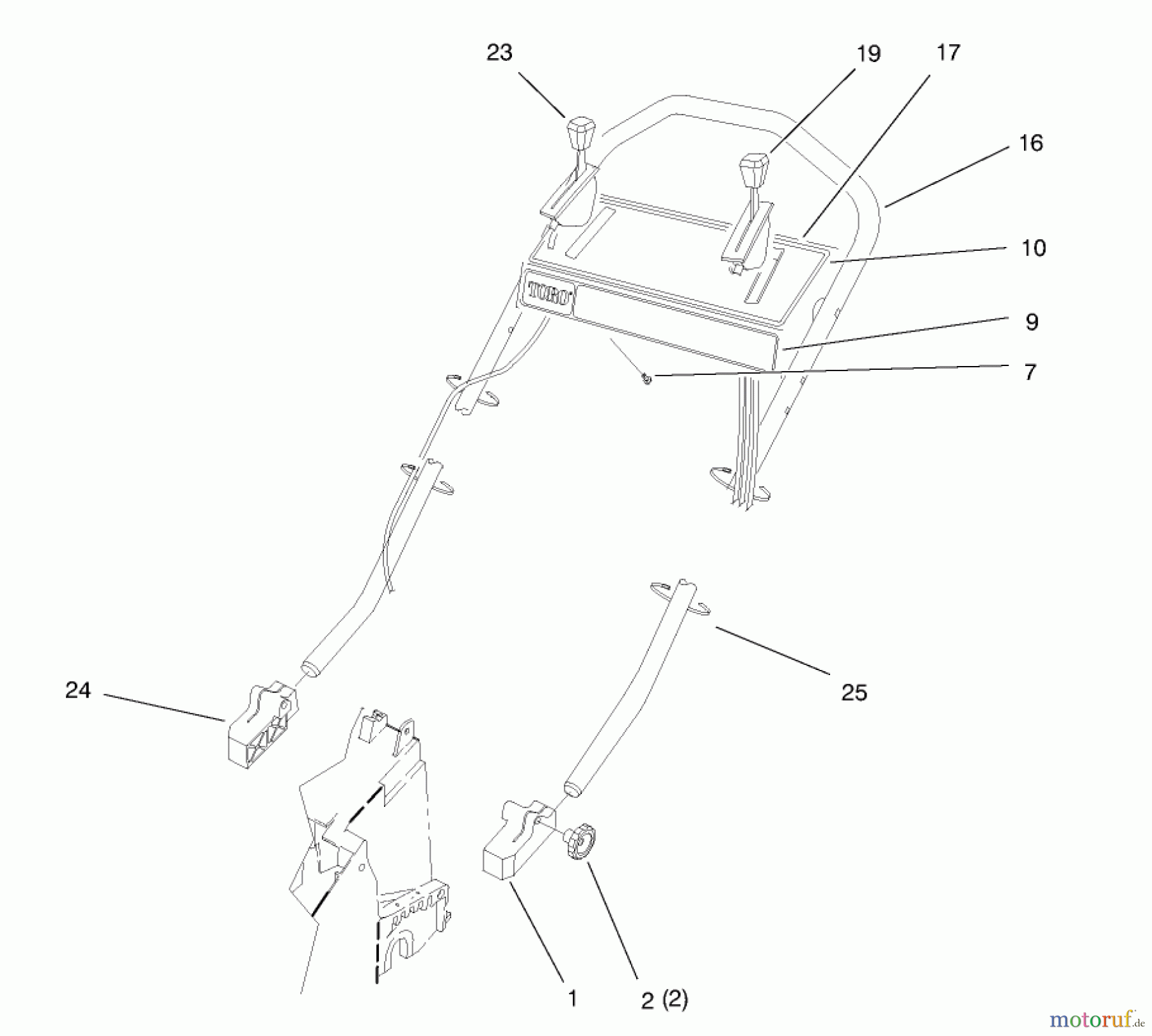  Toro Neu Mowers, Walk-Behind Seite 2 26633 - Toro Lawnmower, 1997 (7900001-7999999) HANDLE ASSEMBLY