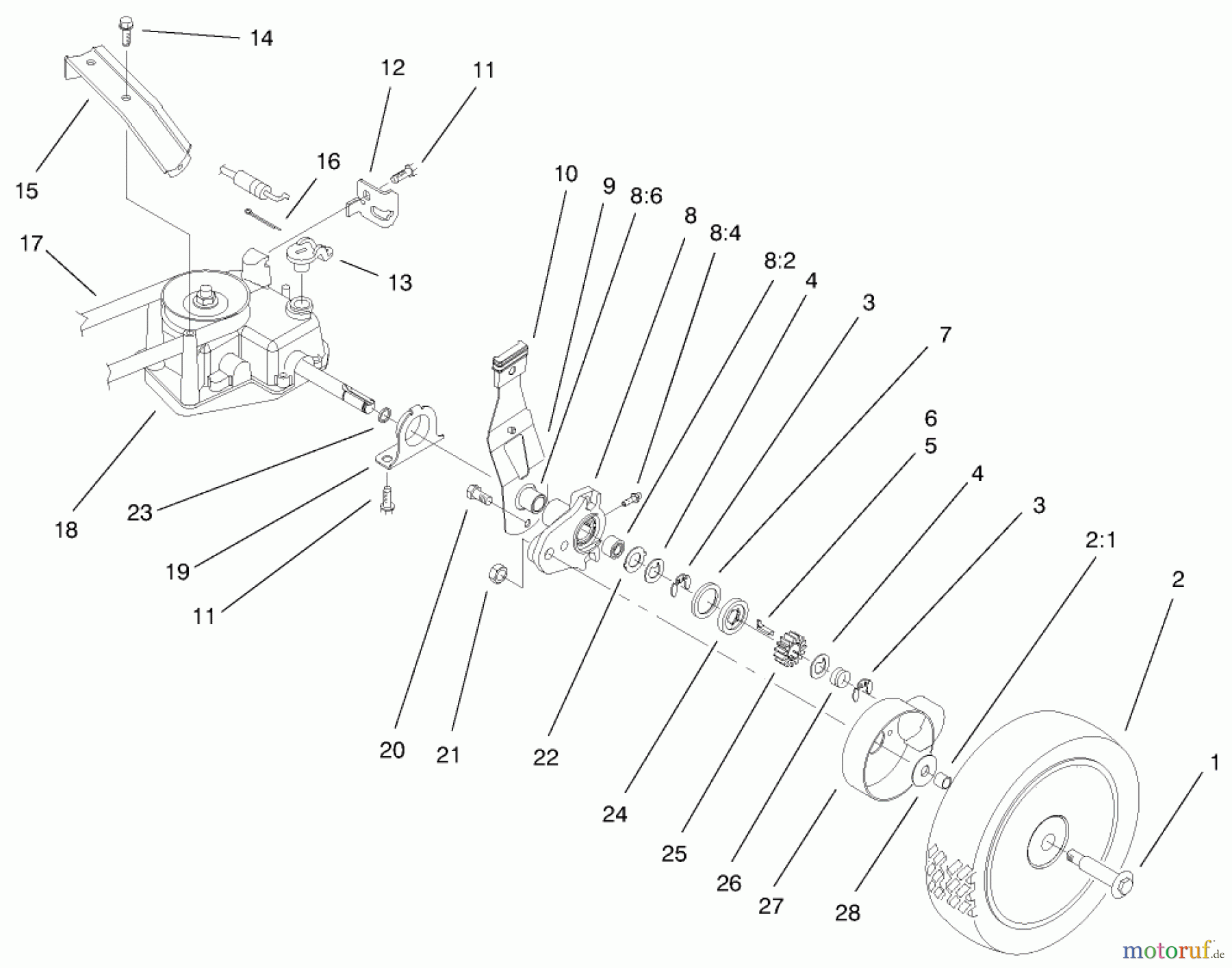  Toro Neu Mowers, Walk-Behind Seite 2 26639 - Toro Lawnmower, 1998 (8900001-8999999) REAR AXLE ASSEMBLY