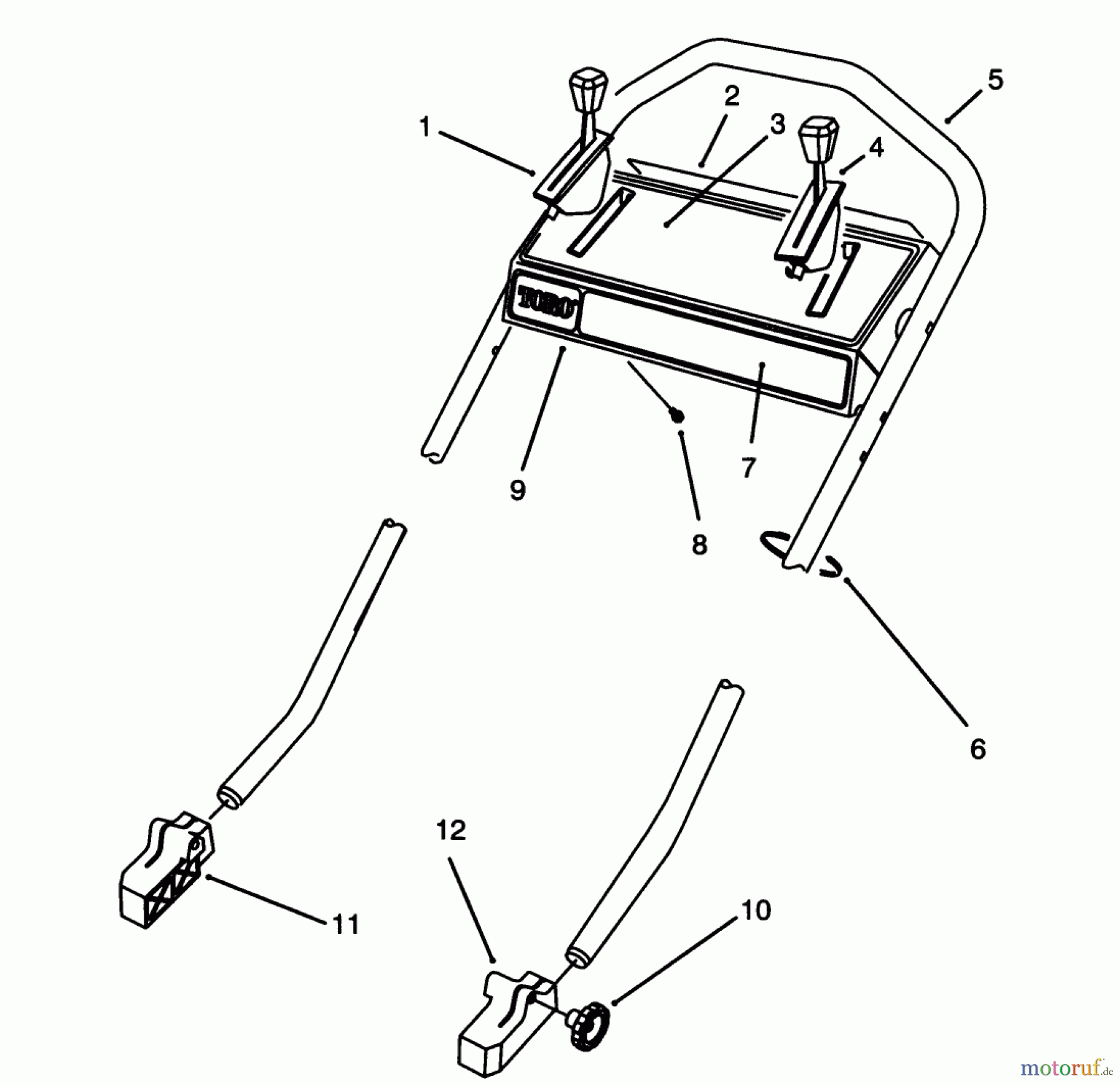  Toro Neu Mowers, Walk-Behind Seite 2 26640B - Toro Lawnmower, 1993 (3900001-3999999) HANDLE ASSEMBLY