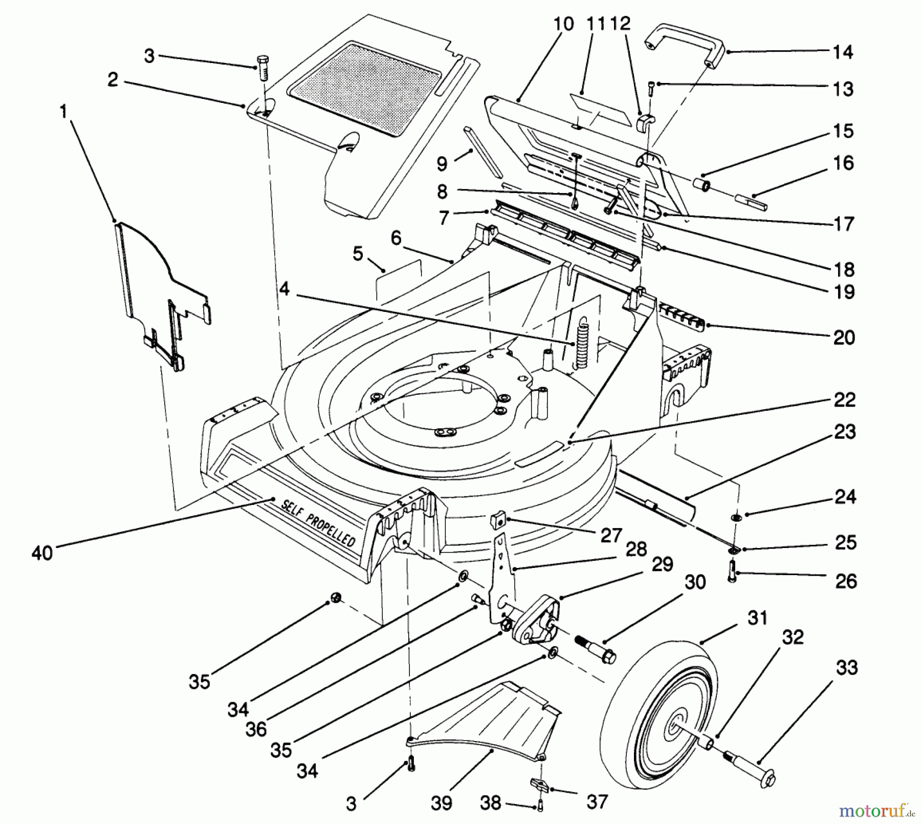  Toro Neu Mowers, Walk-Behind Seite 2 26683 - Toro Rear Bagger Mower, 1992 (2000001-2999999) HOUSING ASSEMBLY