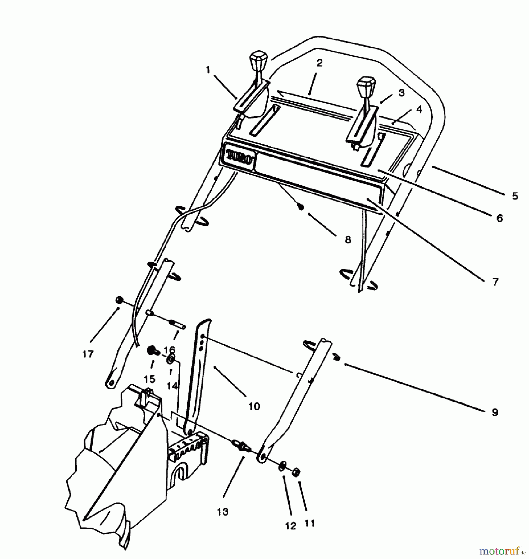  Toro Neu Mowers, Walk-Behind Seite 2 27500 - Toro Lawnmower, 1992 (2000001-2999999) HANDLE ASSEMBLY