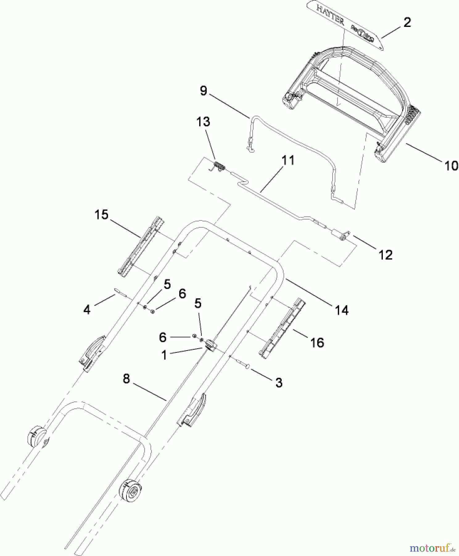  Toro Neu Mowers, Walk-Behind Seite 2 446E (R48) - Toro R48 Recycling Mower, 2008 (280S00001-280S99999) UPPER HANDLE ASSEMBLY