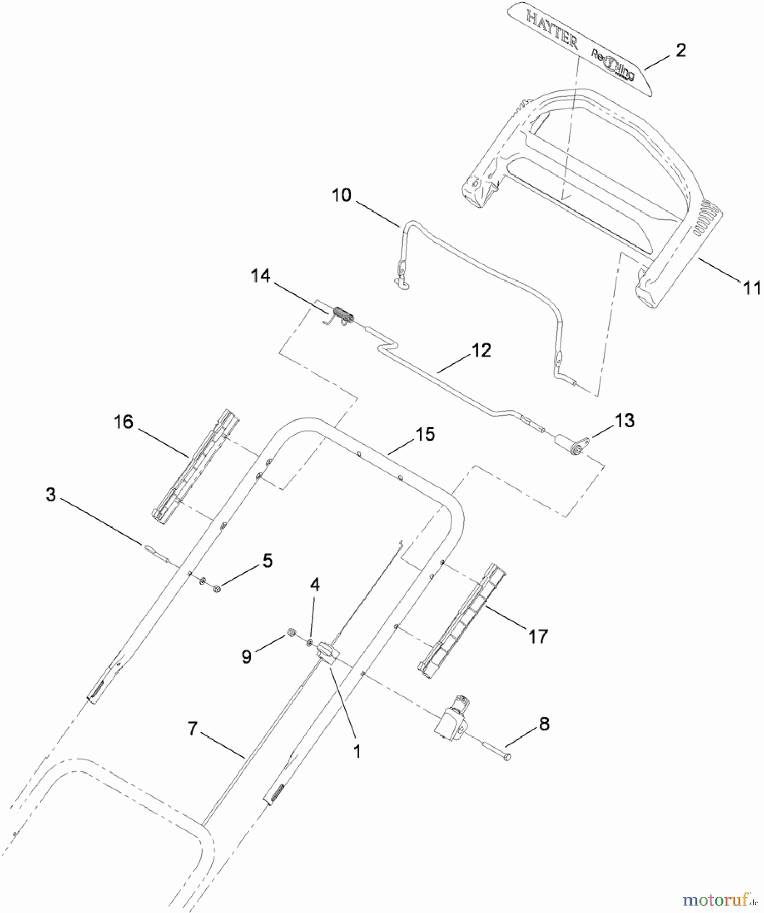  Toro Neu Mowers, Walk-Behind Seite 2 447F (R48) - Toro R48 Recycling Mower, 2010 (310000001-310999999) UPPER HANDLE ASSEMBLY