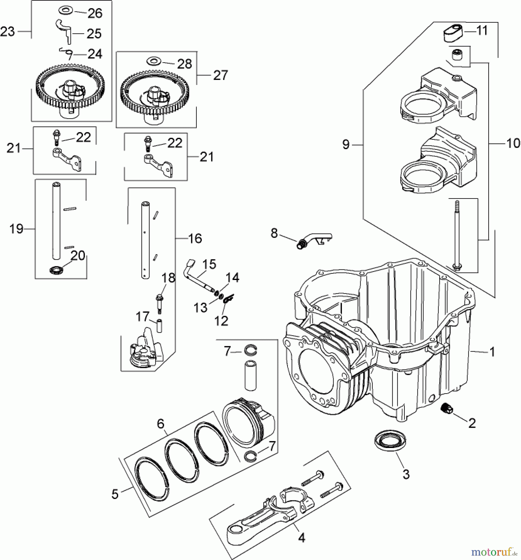  Toro Neu Mowers, Zero-Turn 74360 (Z4200) - Toro TimeCutter Z4200 Riding Mower, 2007 (270000001-270999999) CRANKSCASE ASSEMBLY KOHLER SV590-0019