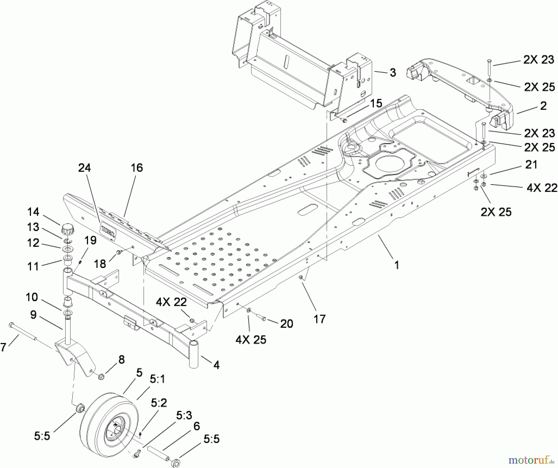  Toro Neu Mowers, Zero-Turn 74363 (Z4200) - Toro TimeCutter Z4220 Riding Mower, 2008 (280000001-280999999) FRAME ASSEMBLY