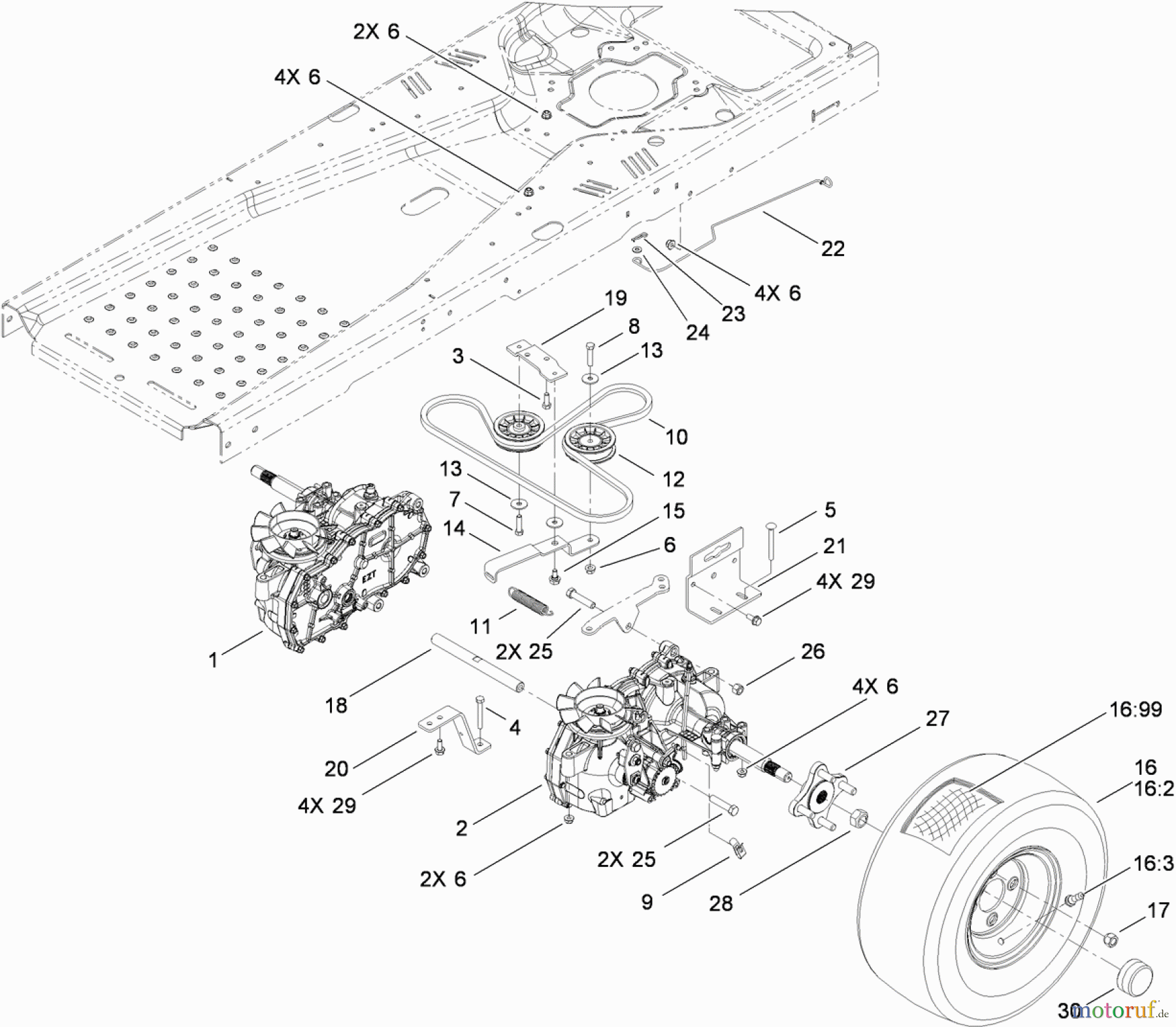  Toro Neu Mowers, Zero-Turn 74381 (Z4202) - Toro TimeCutter Z4202 Riding Mower, 2010 (310000001-310999999) HYDRO TRACTION DRIVE ASSEMBLY