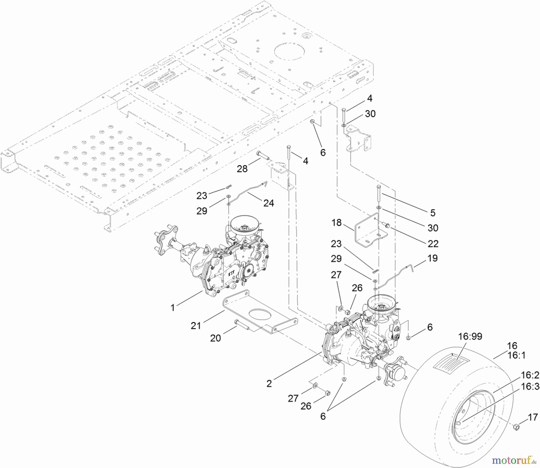  Toro Neu Mowers, Zero-Turn 74390 (ZS 4200TF) - Toro TimeCutter ZS 4200TF Riding Mower, 2012 (SN 312000001-312999999) HYDRO TRANSAXLE ASSEMBLY