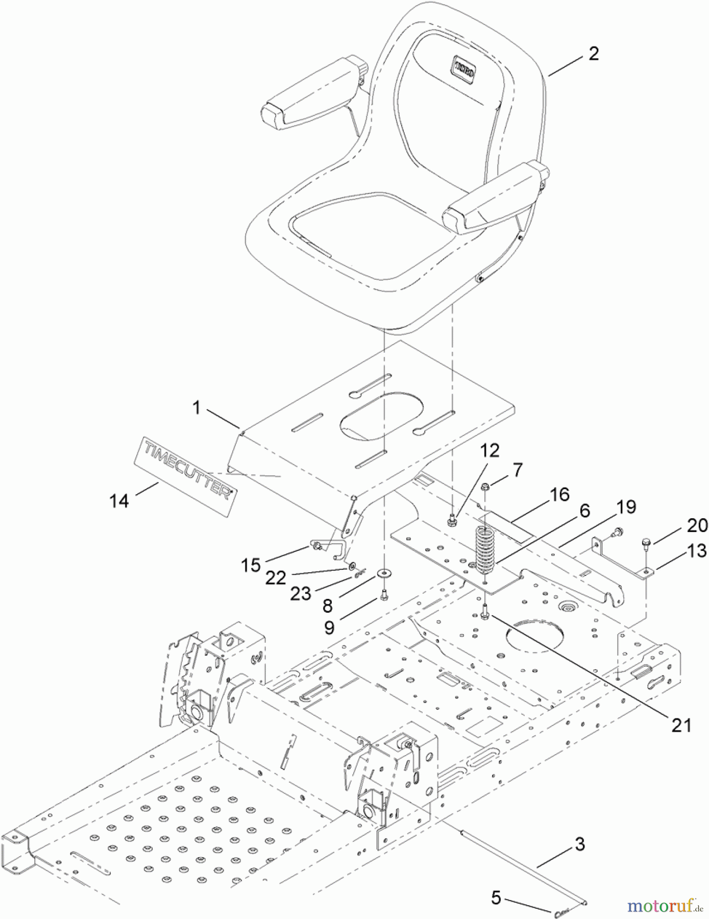  Toro Neu Mowers, Zero-Turn 74390 (ZS 4200TF) - Toro TimeCutter ZS 4200TF Riding Mower, 2012 (SN 312000001-312999999) SEAT ASSEMBLY