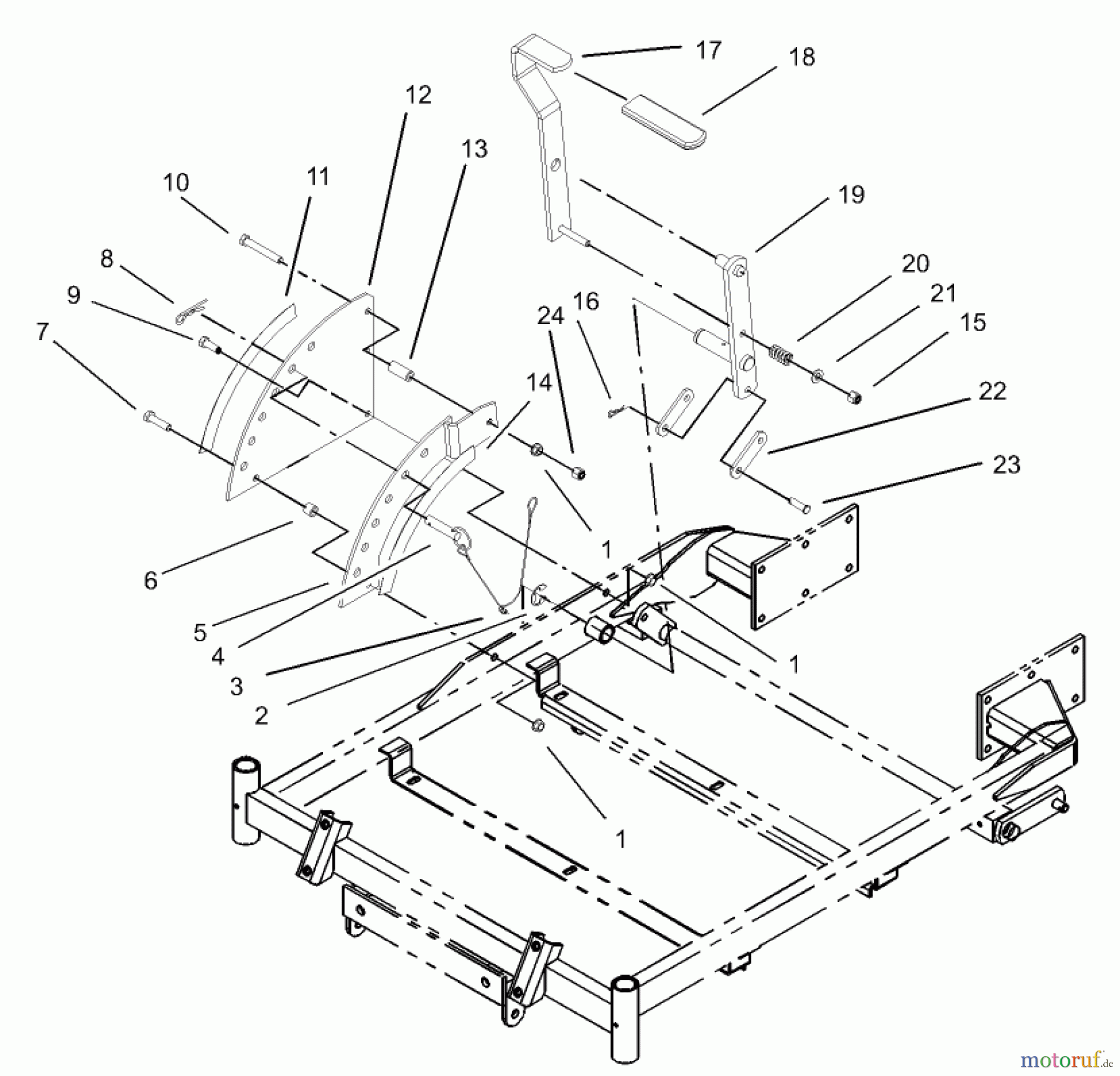  Toro Neu Mowers, Zero-Turn 74401 (17-44ZX) - Toro 17-44ZX TimeCutter ZX Riding Mower, 2004 (240000001-240999999) HEIGHT-OF-CUT ASSEMBLY