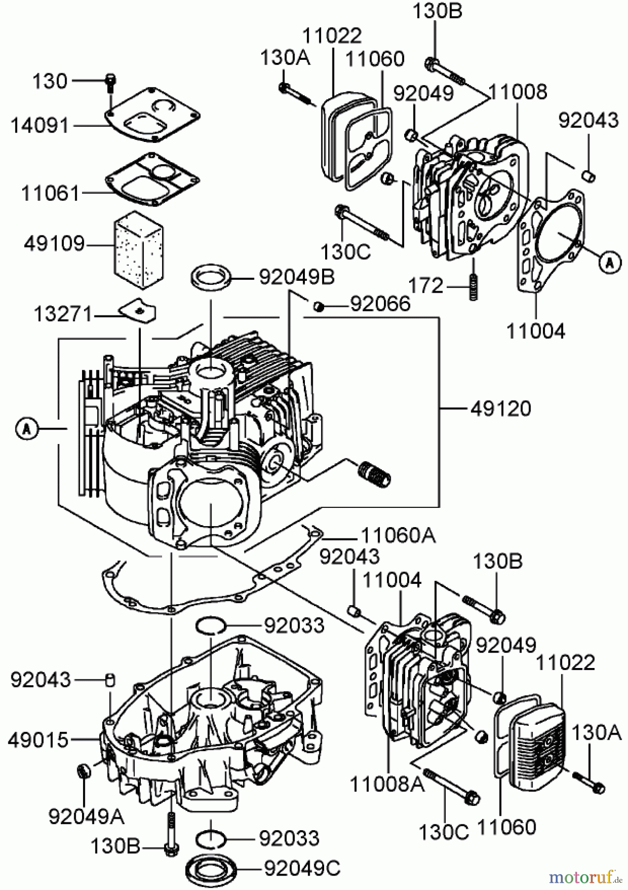  Toro Neu Mowers, Zero-Turn 74407 (ZX525) - Toro TimeCutter ZX525 Riding Mower, 2005 (250000001-250999999) CYLINDER AND CRANKCASE ASSEMBLY KAWASAKI FH541V-AS50